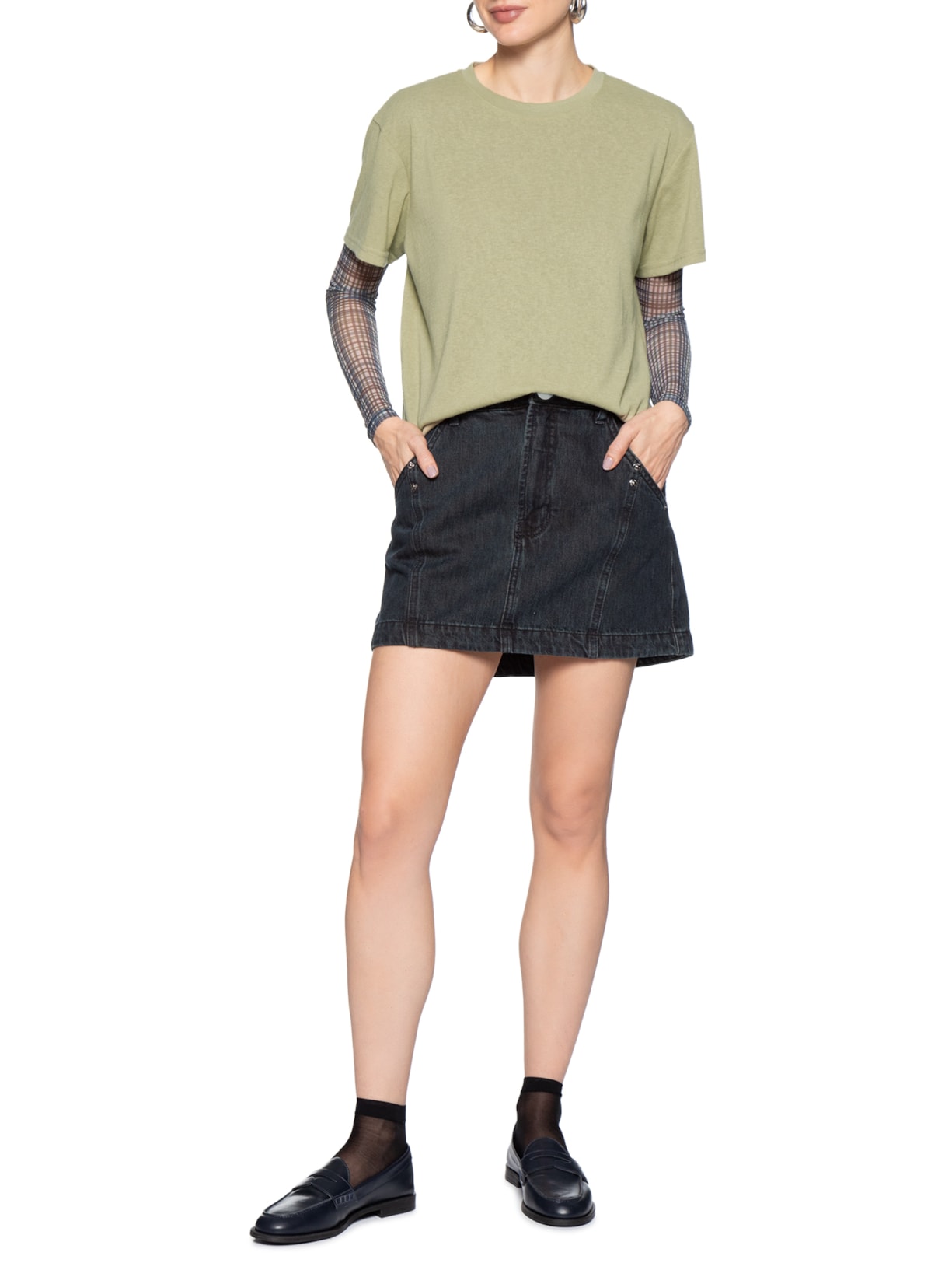 Blusa Feminina Básica Decote Redondo Verde Animale Jeans
