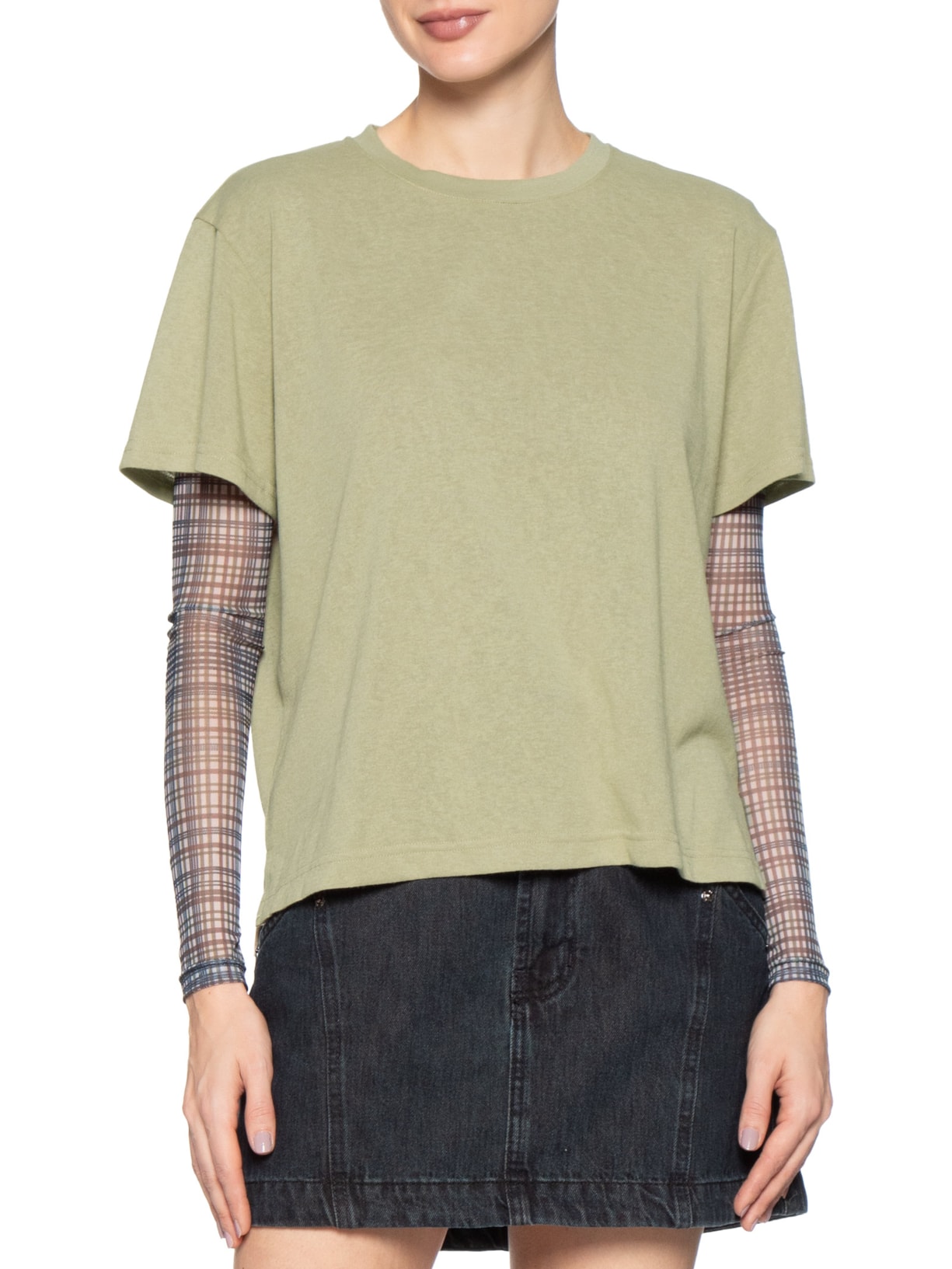 Blusa Feminina Básica Decote Redondo Verde Animale Jeans