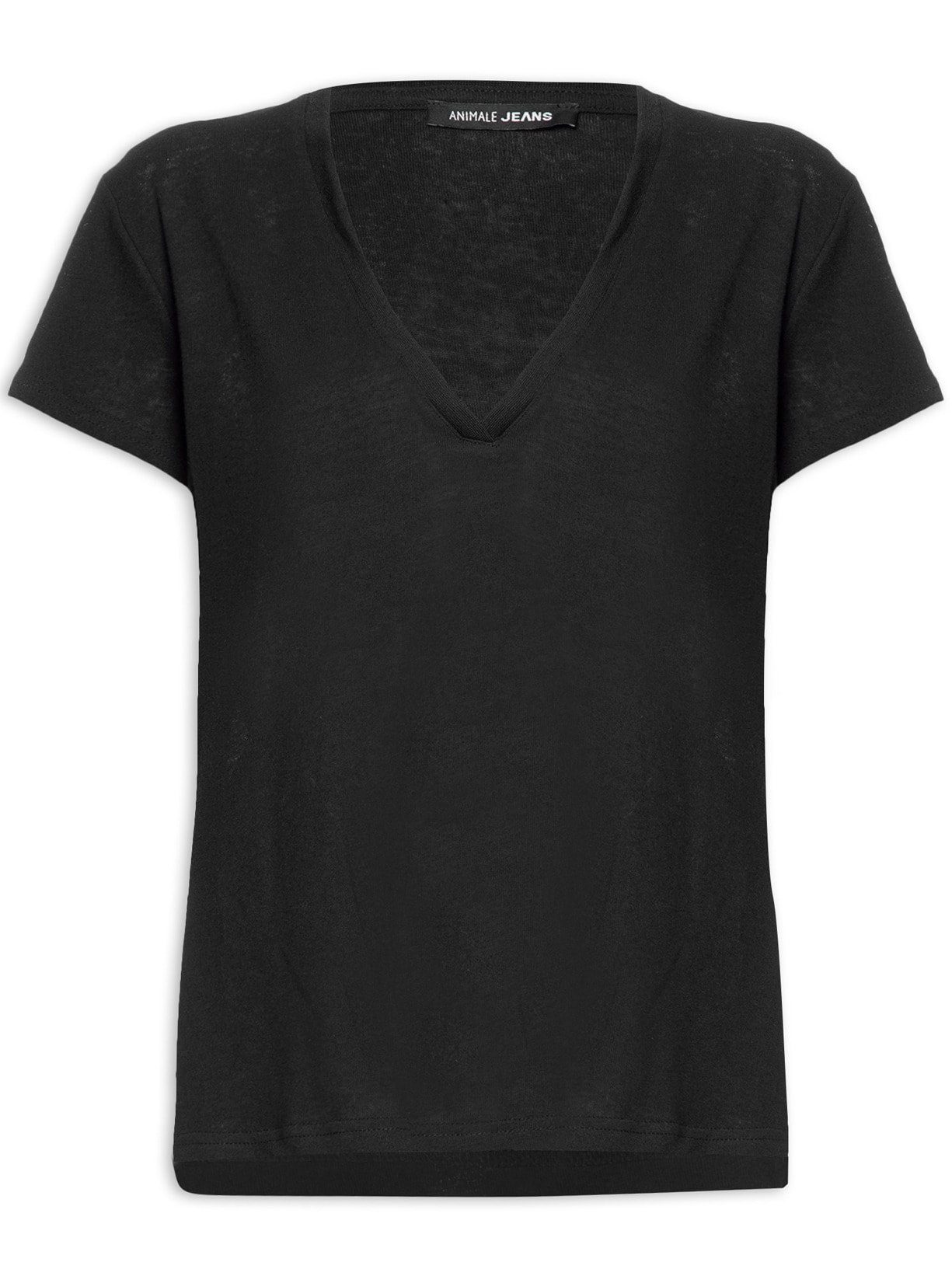 Blusa Feminina Básica Decote V - Preto