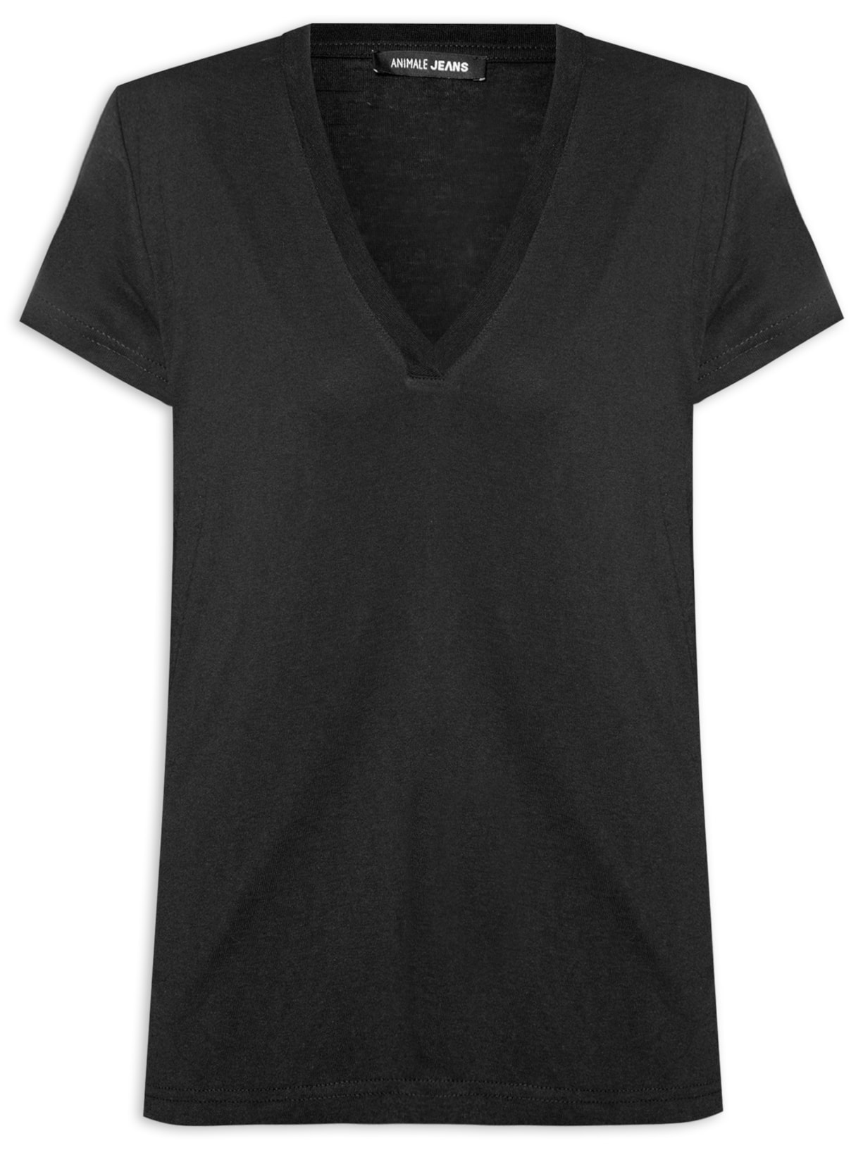 Blusa Feminina Básica Decote V - Preto