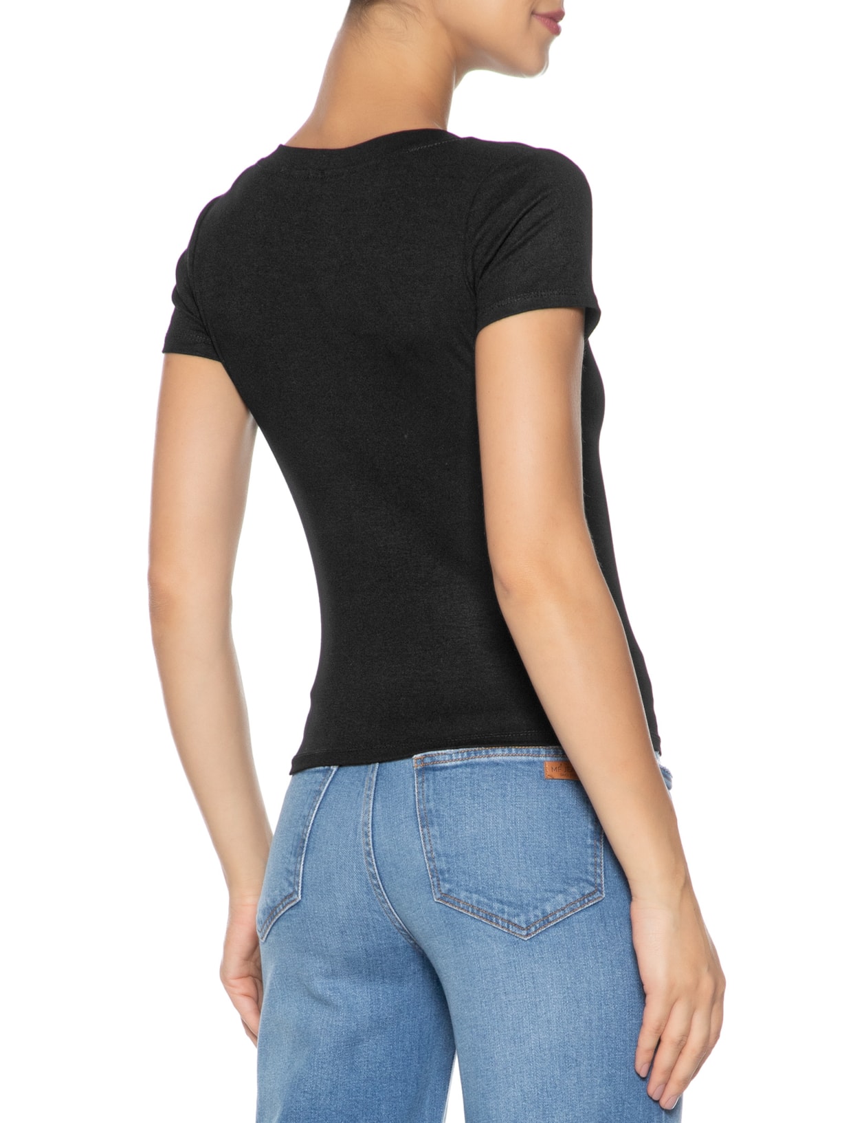 Blusa Feminina Básica Decote V Preto Basiq