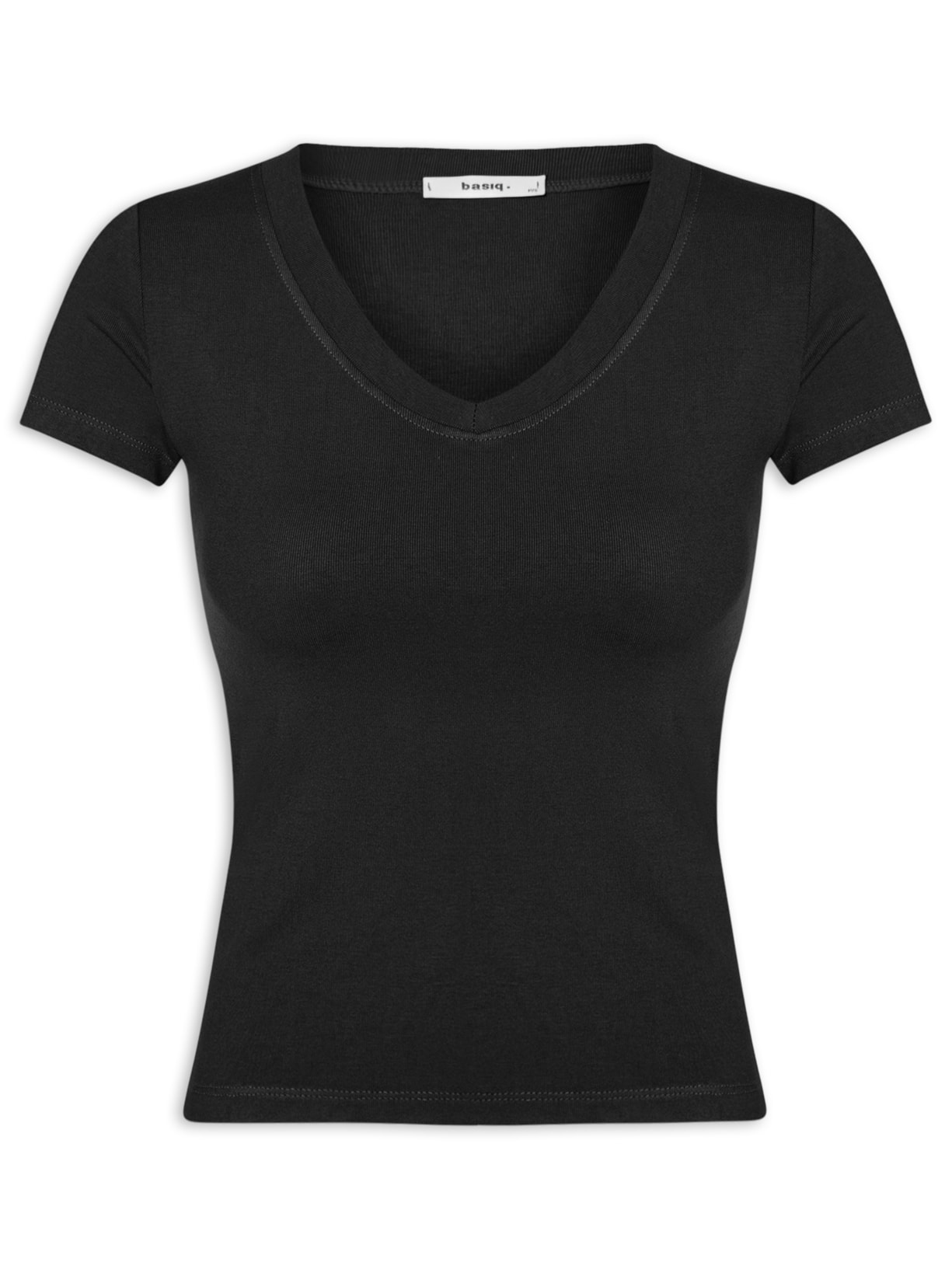 Blusa Feminina Básica Decote V - Preto
