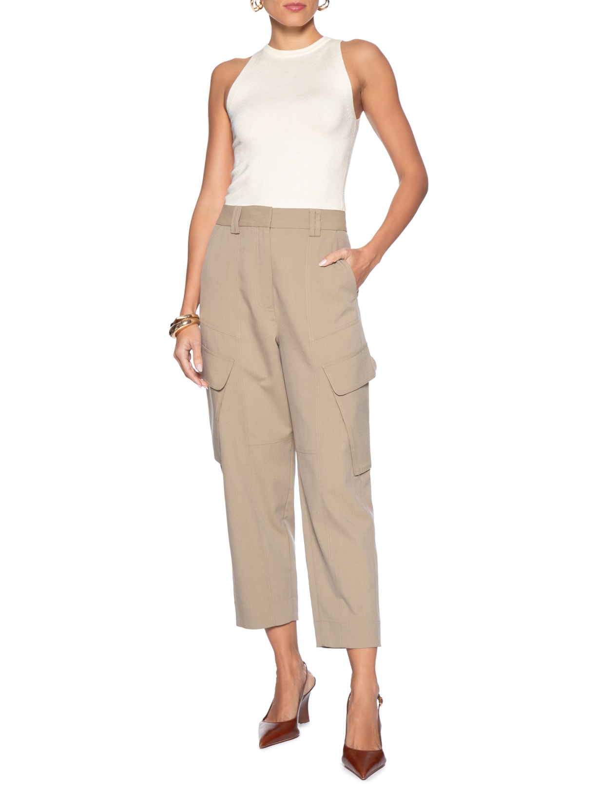 Blusa Feminina Básica Em Tricot Bege '2Essential