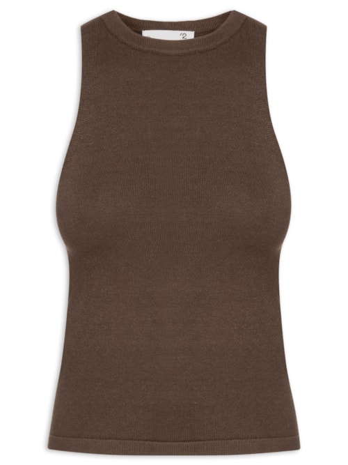 Blusa Feminina Básica Em Tricot - Marrom