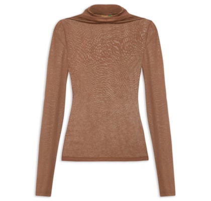 Blusa Feminina Básica Manga Longa - Marrom