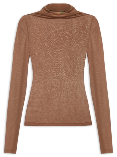 Blusa Feminina Básica Manga Longa - Marrom