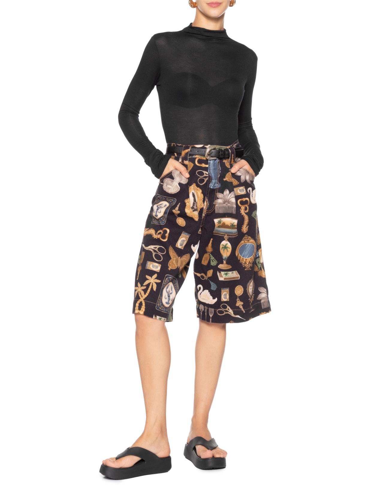 Blusa Feminina Básica Manga Longa Preto Farm