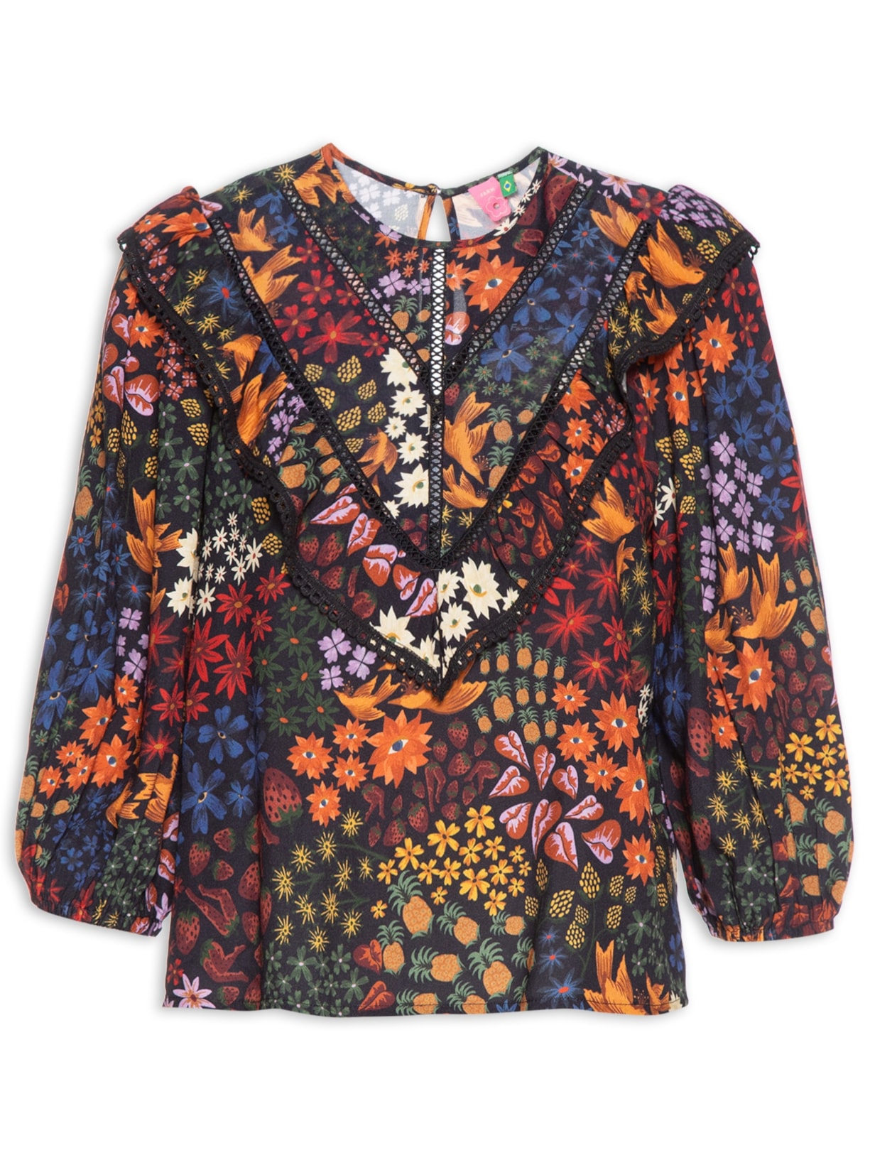 Blusa Feminina Bata Jardim De Morango - Preto