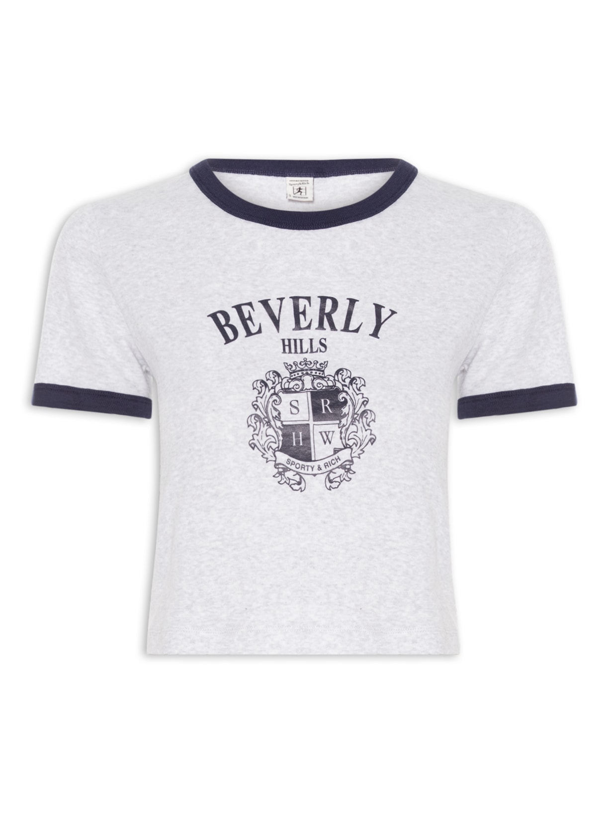 Blusa Feminina BH Crest Soft Ringer Tee Cinza Sporty & Rich