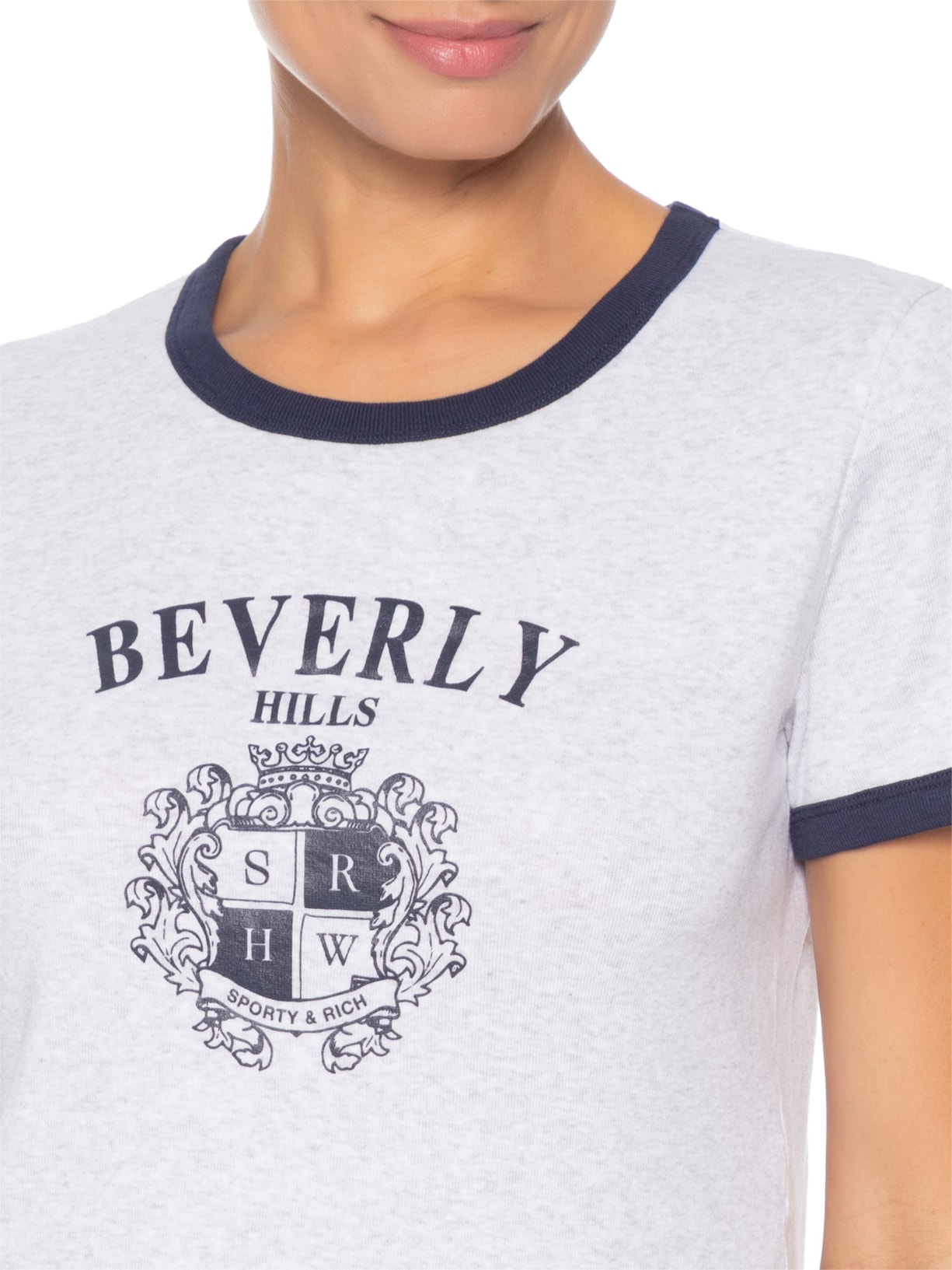Blusa Feminina BH Crest Soft Ringer Tee Cinza Sporty & Rich