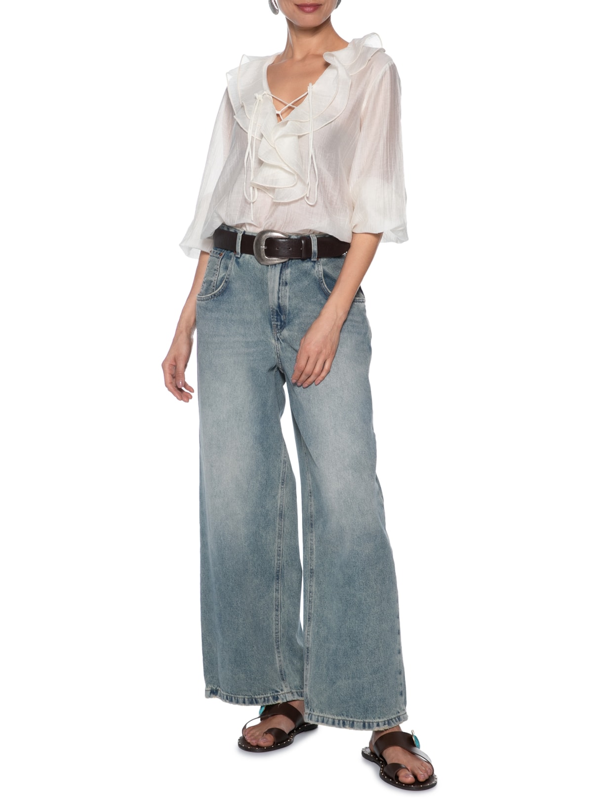 Blusa Feminina Boho Com Babados Off White Market 33