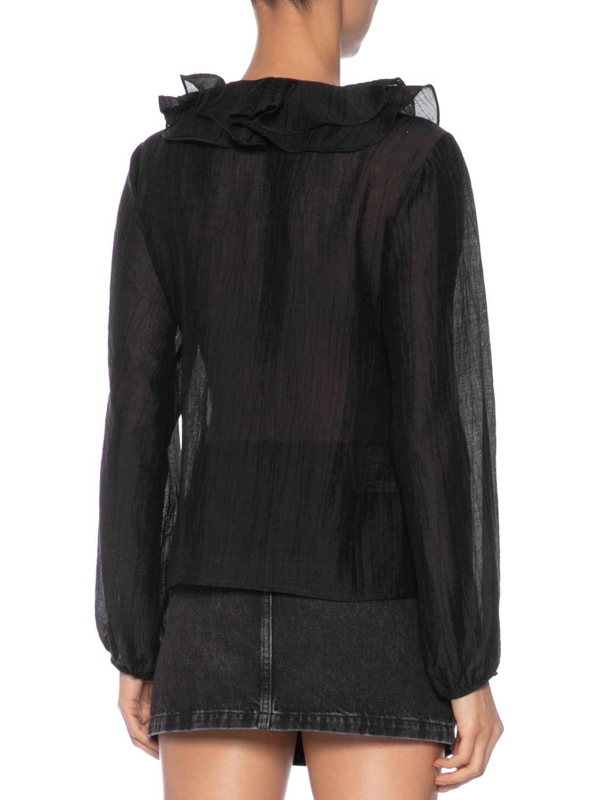 Blusa Feminina Boho Com Babados Preto Market 33