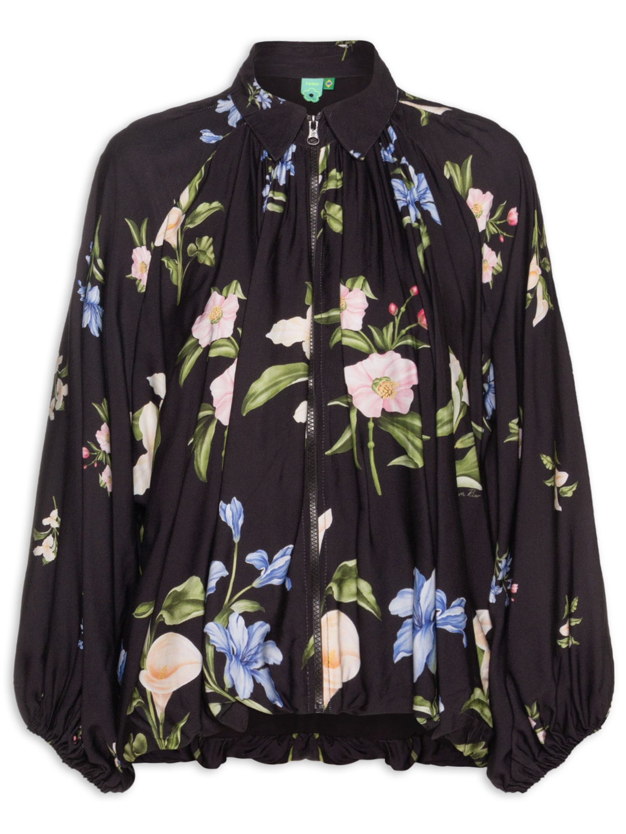 Blusa Feminina Bomber Balonê Água De Flor - Preto