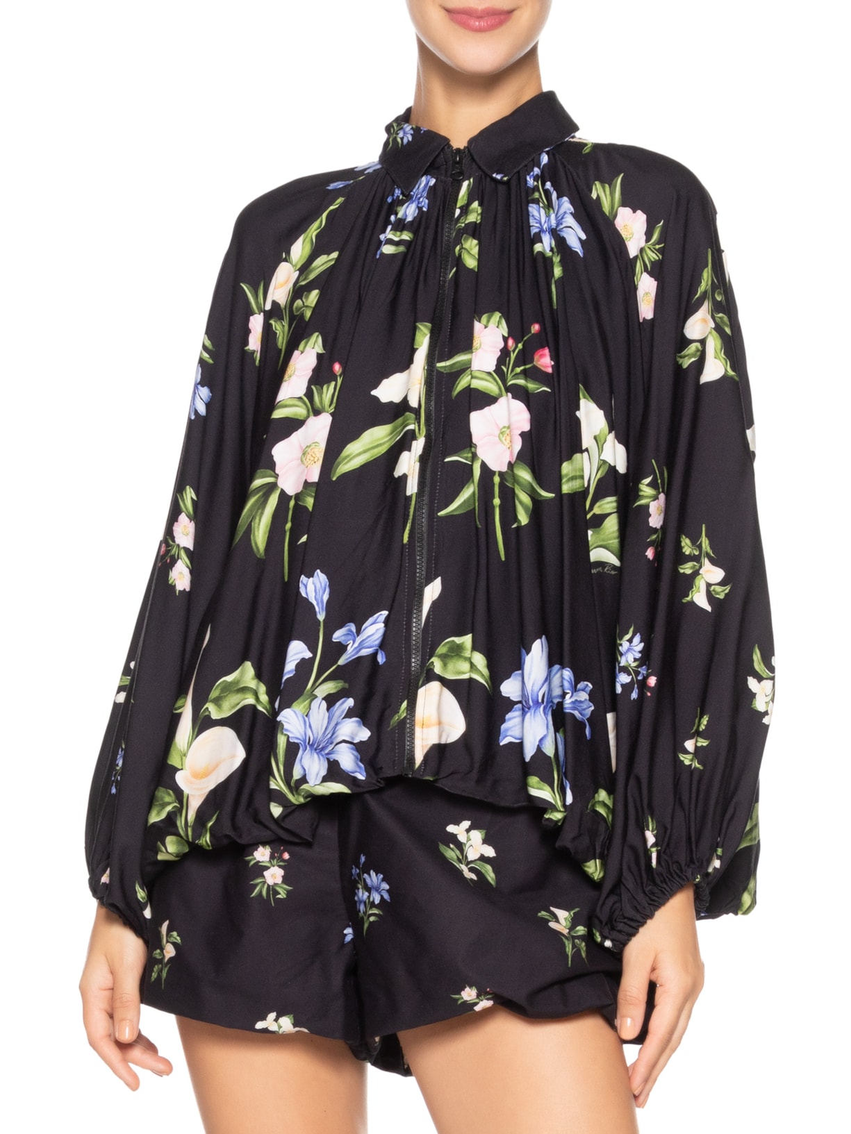 Blusa Feminina Bomber Balonê Água De Flor Preto Farm