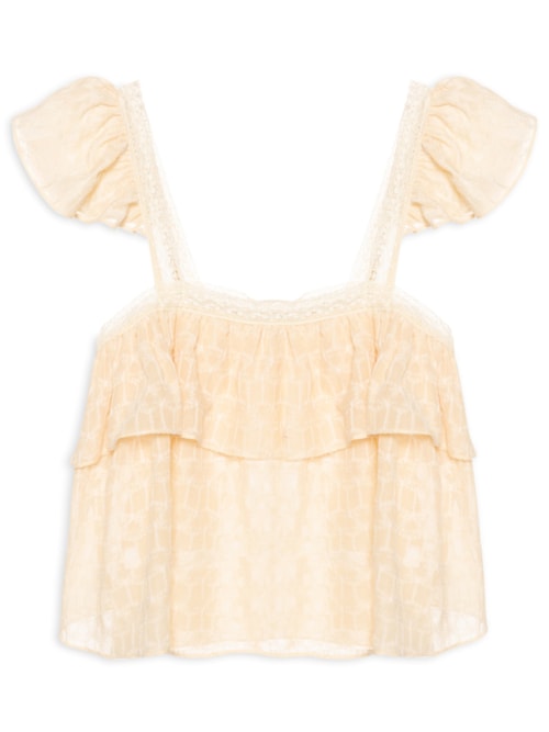 Blusa Feminina Bordada Coqueirinho - Amarelo