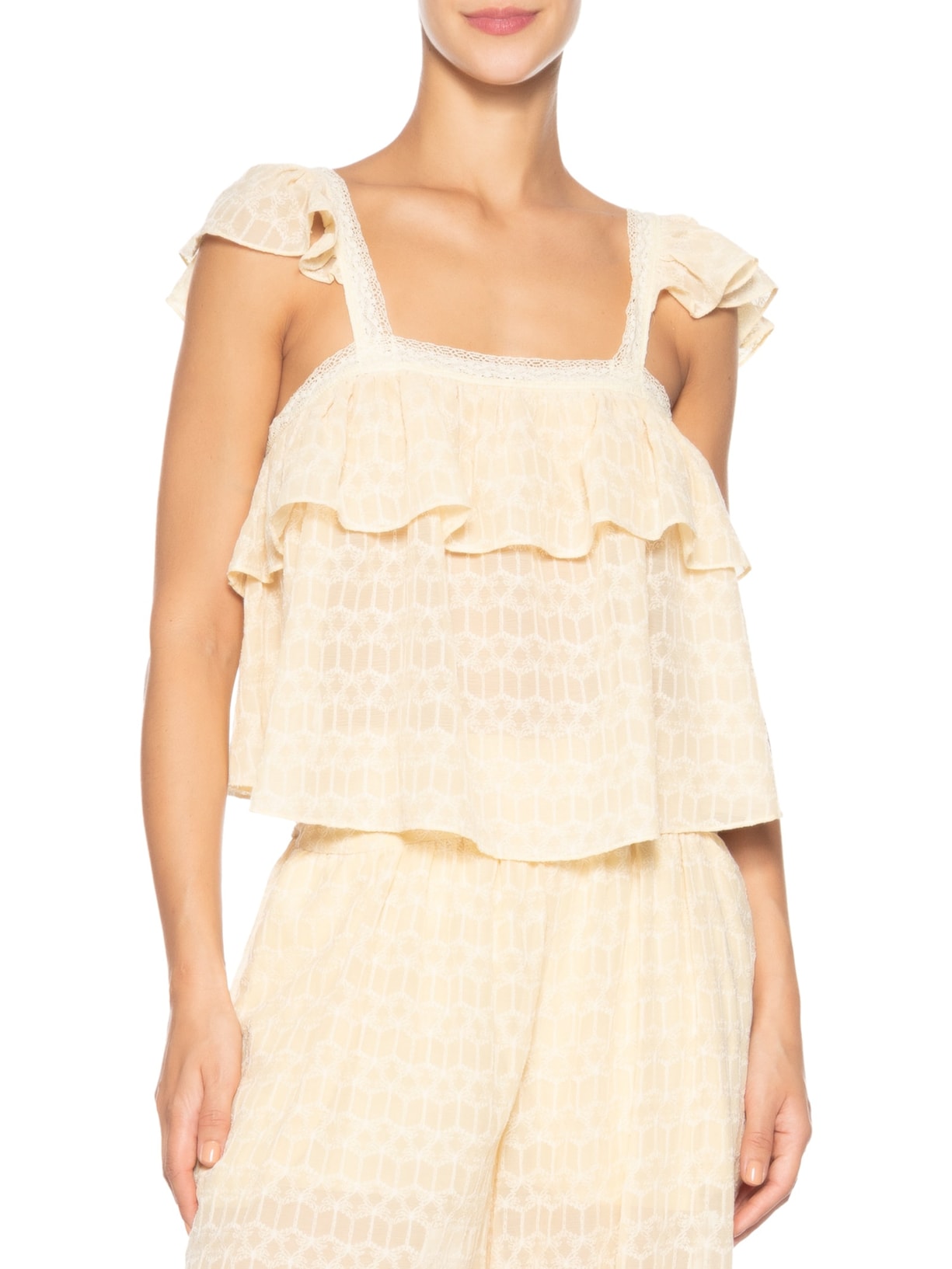 Blusa Feminina Bordada Coqueirinho Amarelo Farm