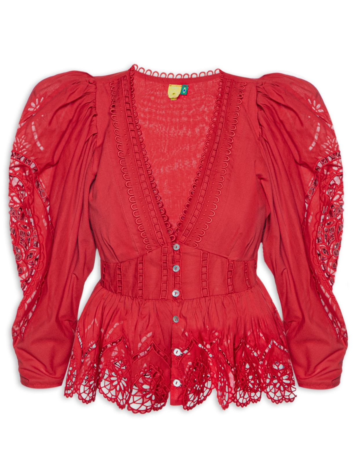 Blusa Feminina Bordada Corações - Vermelho