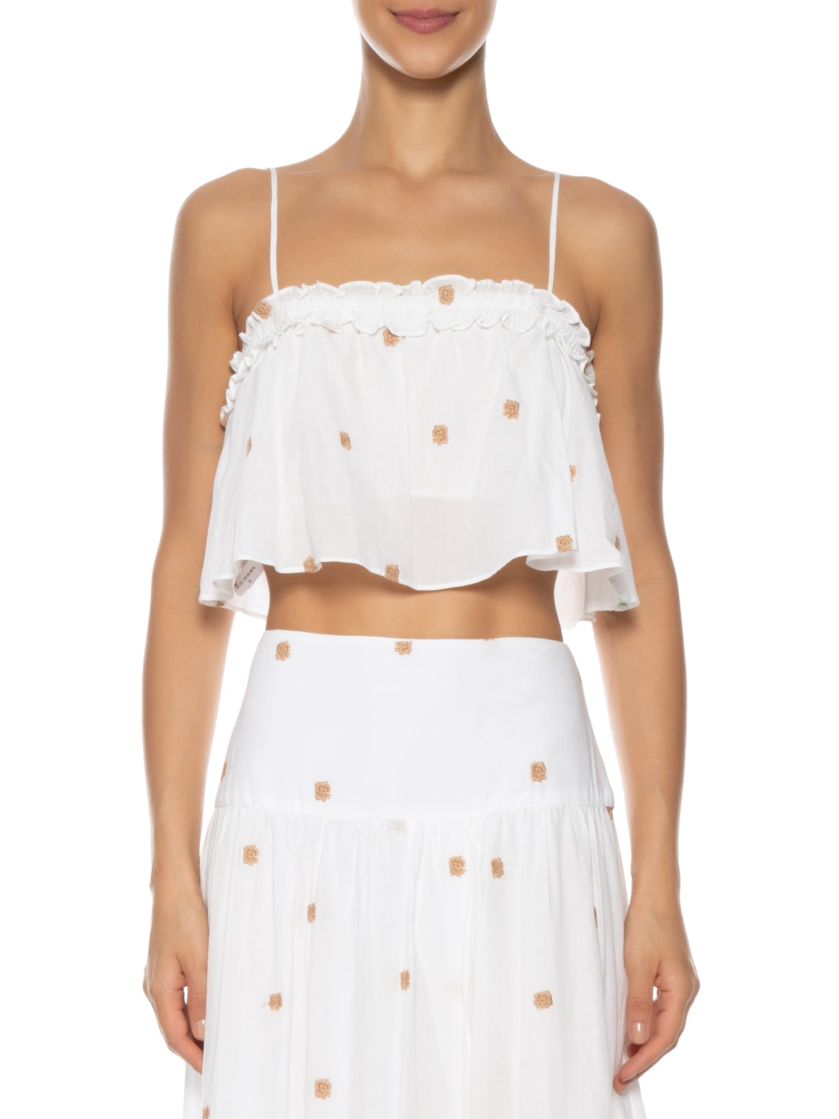 Blusa Feminina Bordada Decote Reto Branco Dress To