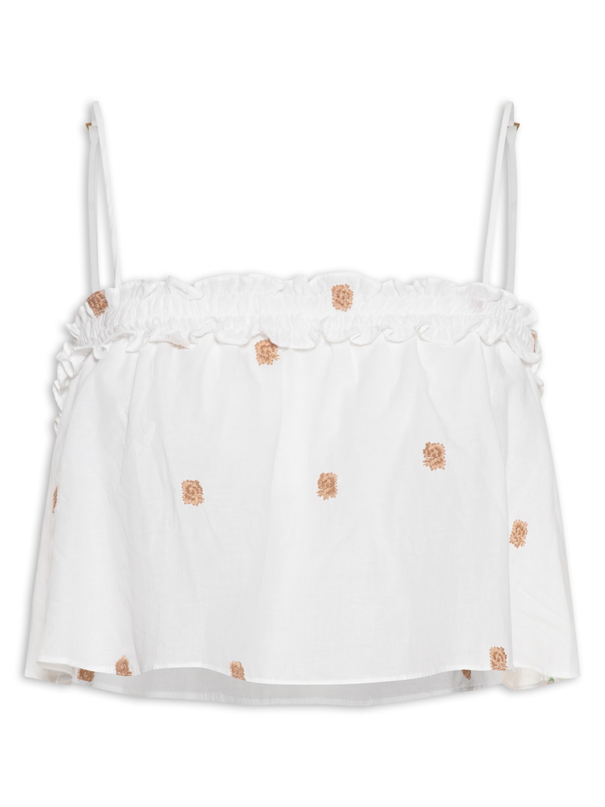 Blusa Feminina Bordada Decote Reto - Branco