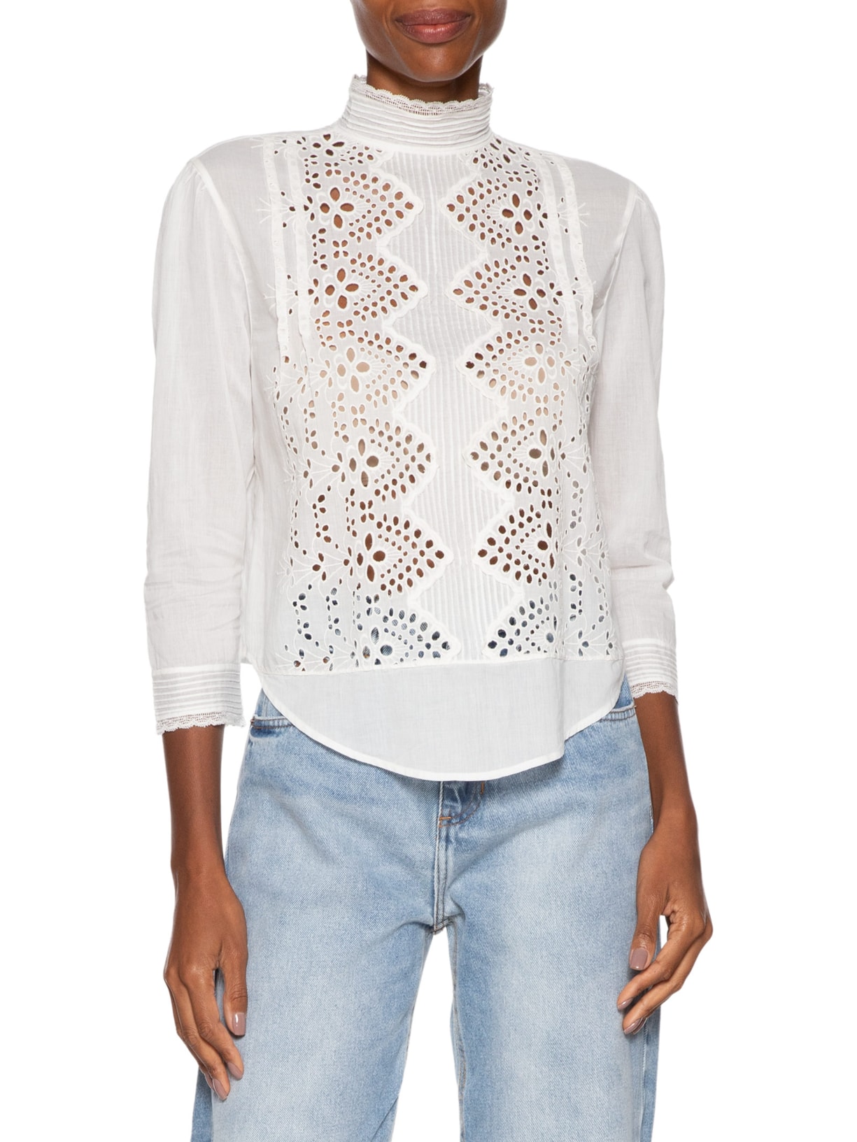 Blusa Feminina Bordada Gola Alta Branco Animale