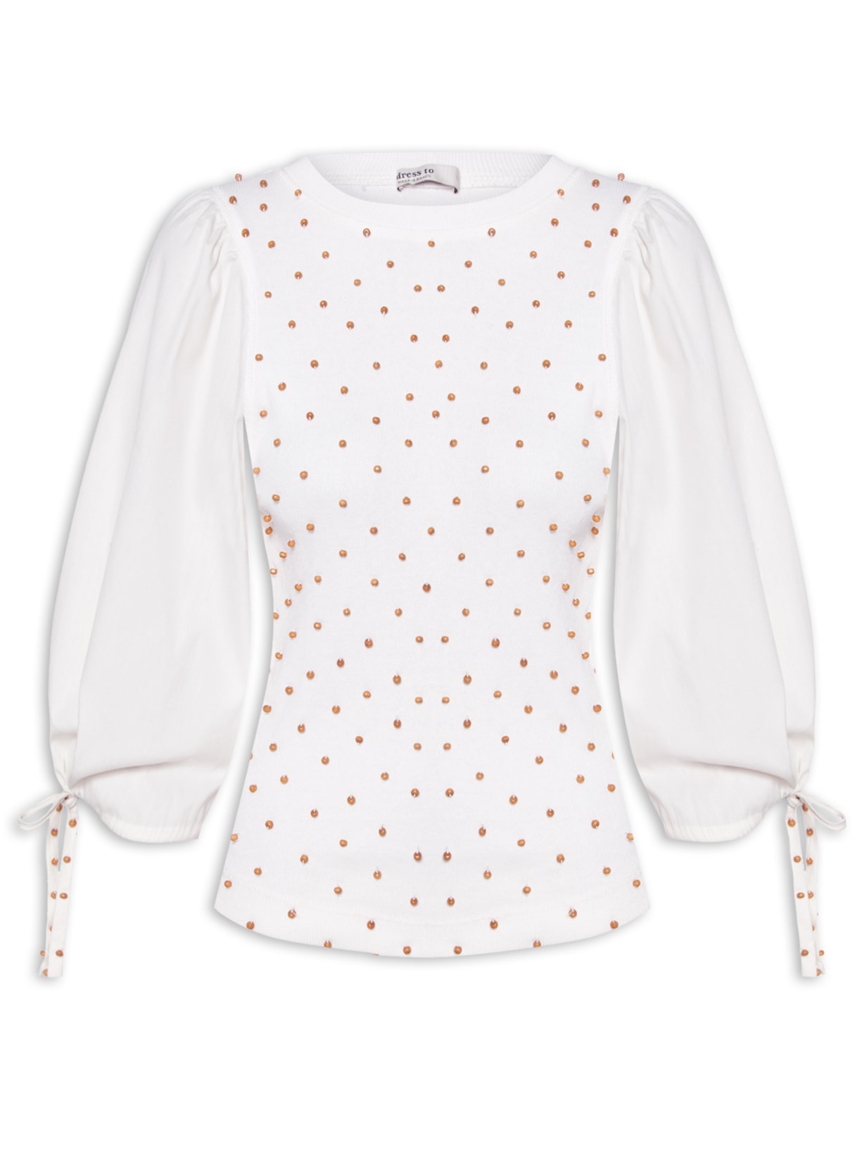 Blusa Feminina Bordada Manga Bufante - Off White