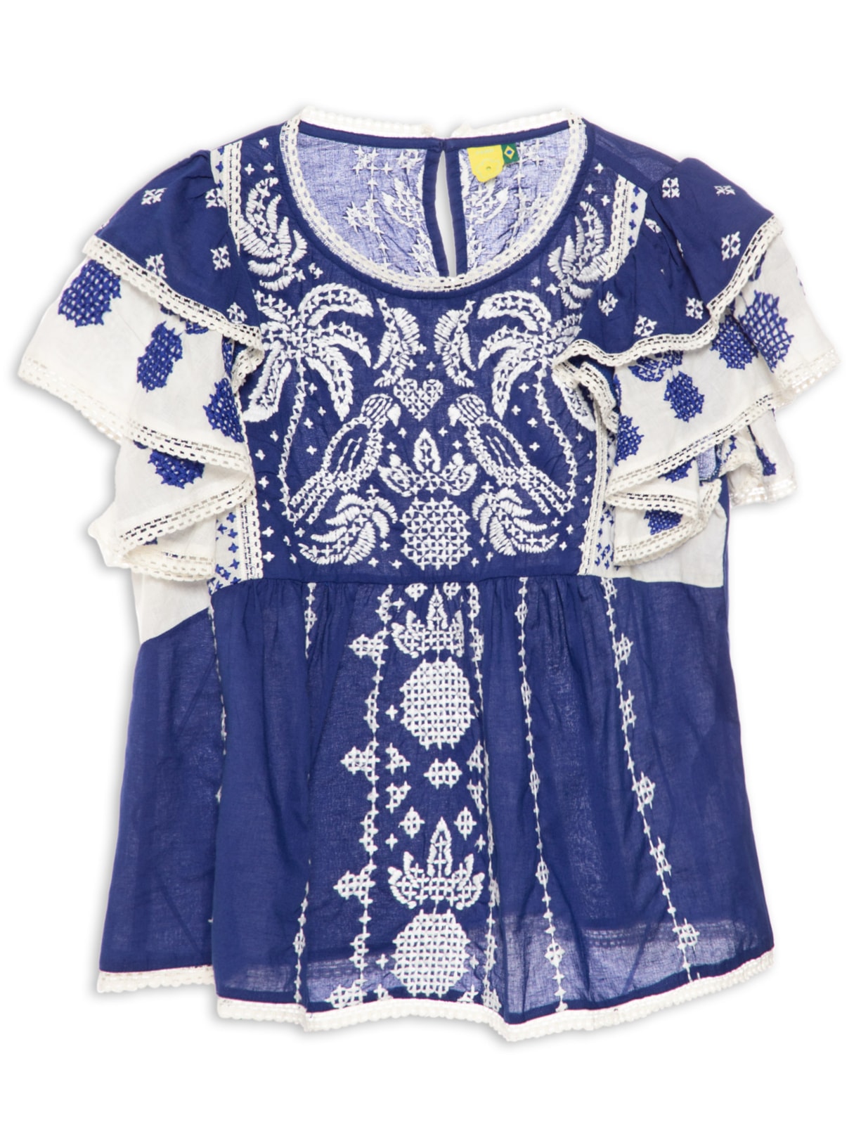 Blusa Feminina Bordada Peixe De Rio - Azul