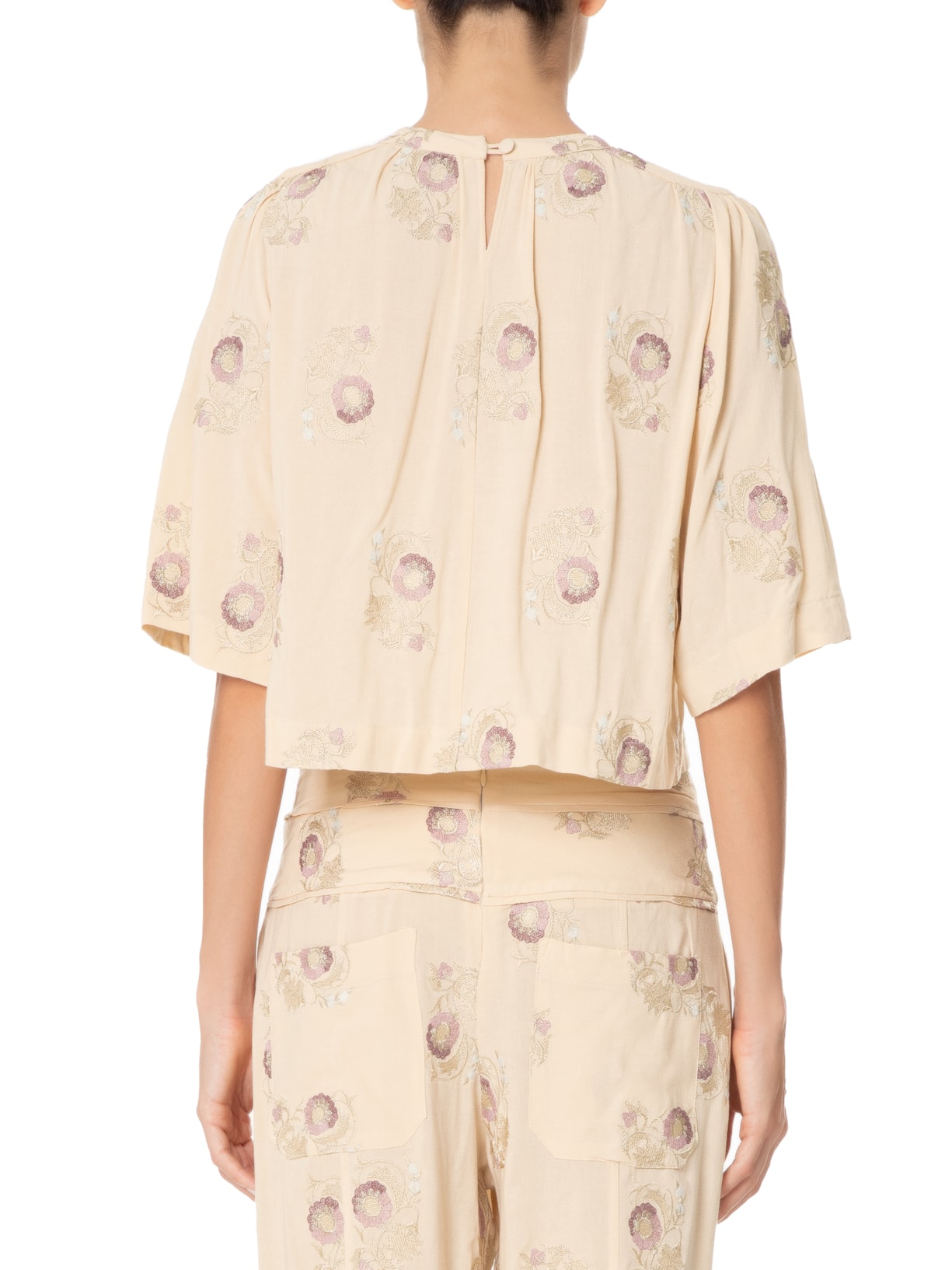 Blusa Feminina Bordado Buque Bege Maria Filó