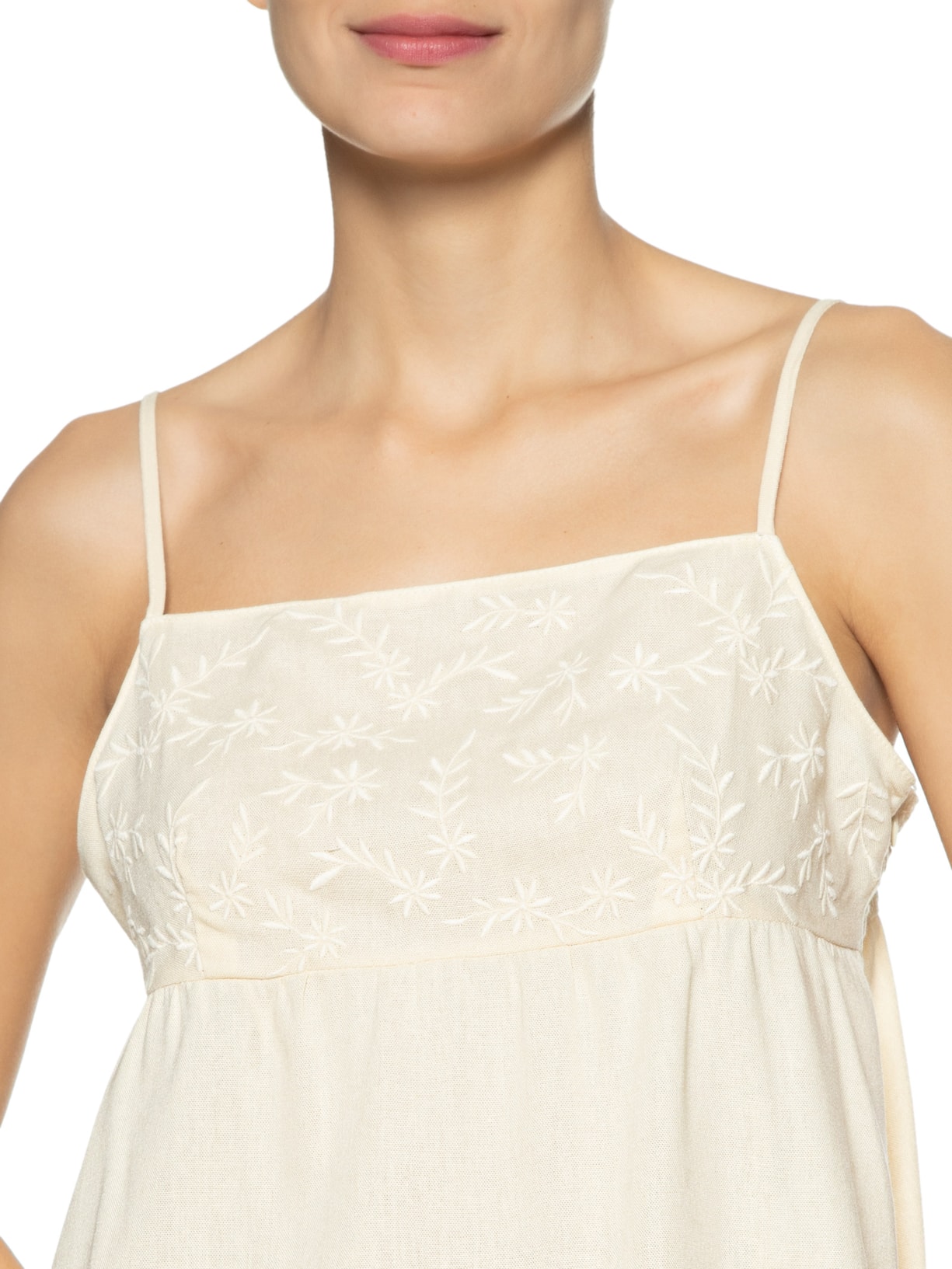 Blusa Feminina Bordado Dália Bege Maria Filó