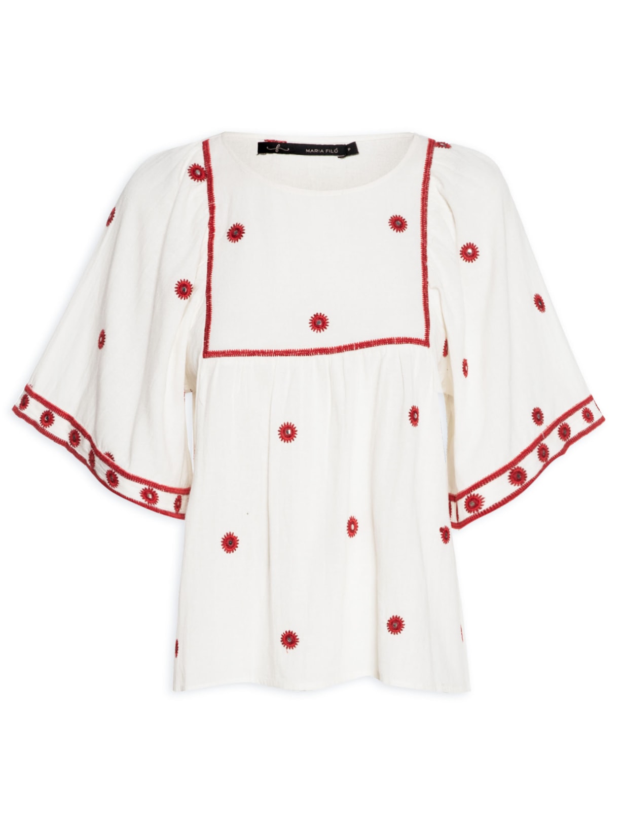 Blusa Feminina Bordado Espelhinhos - Branco