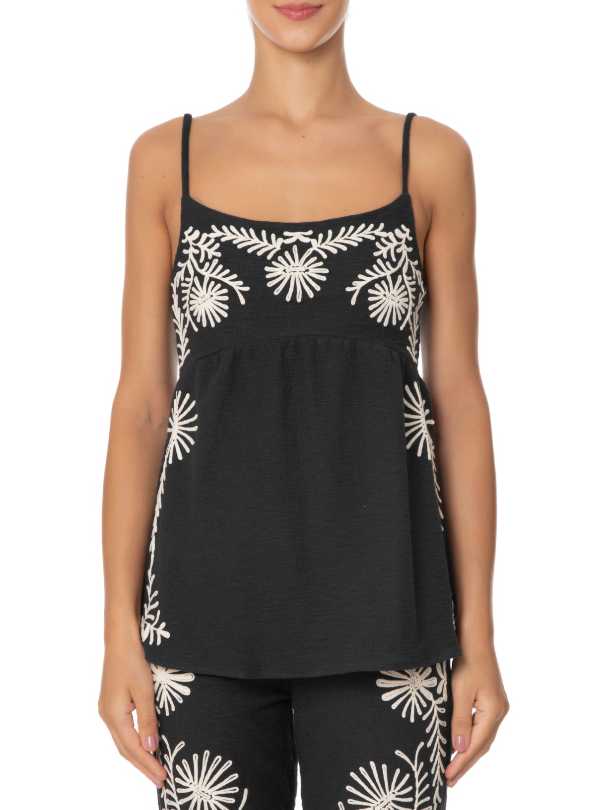 Blusa Feminina Bordado Lenço Preto Maria Filó