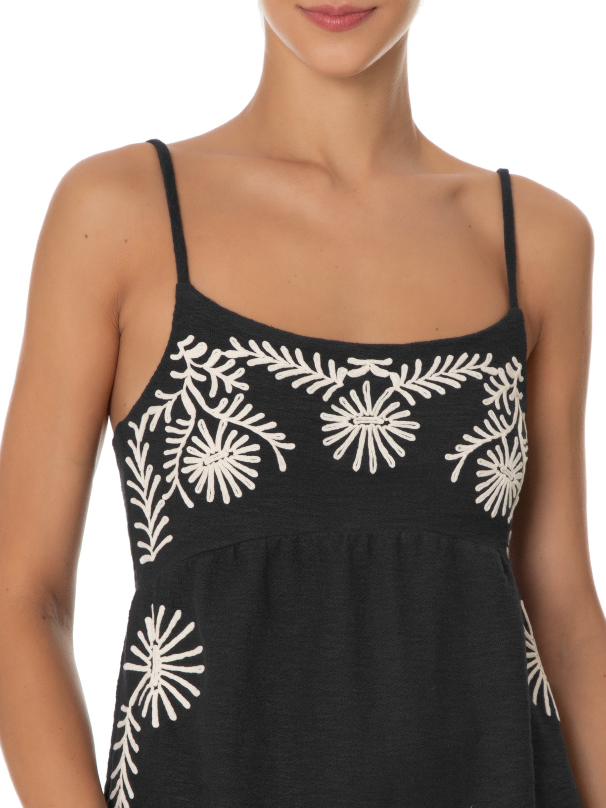 Blusa Feminina Bordado Lenço Preto Maria Filó