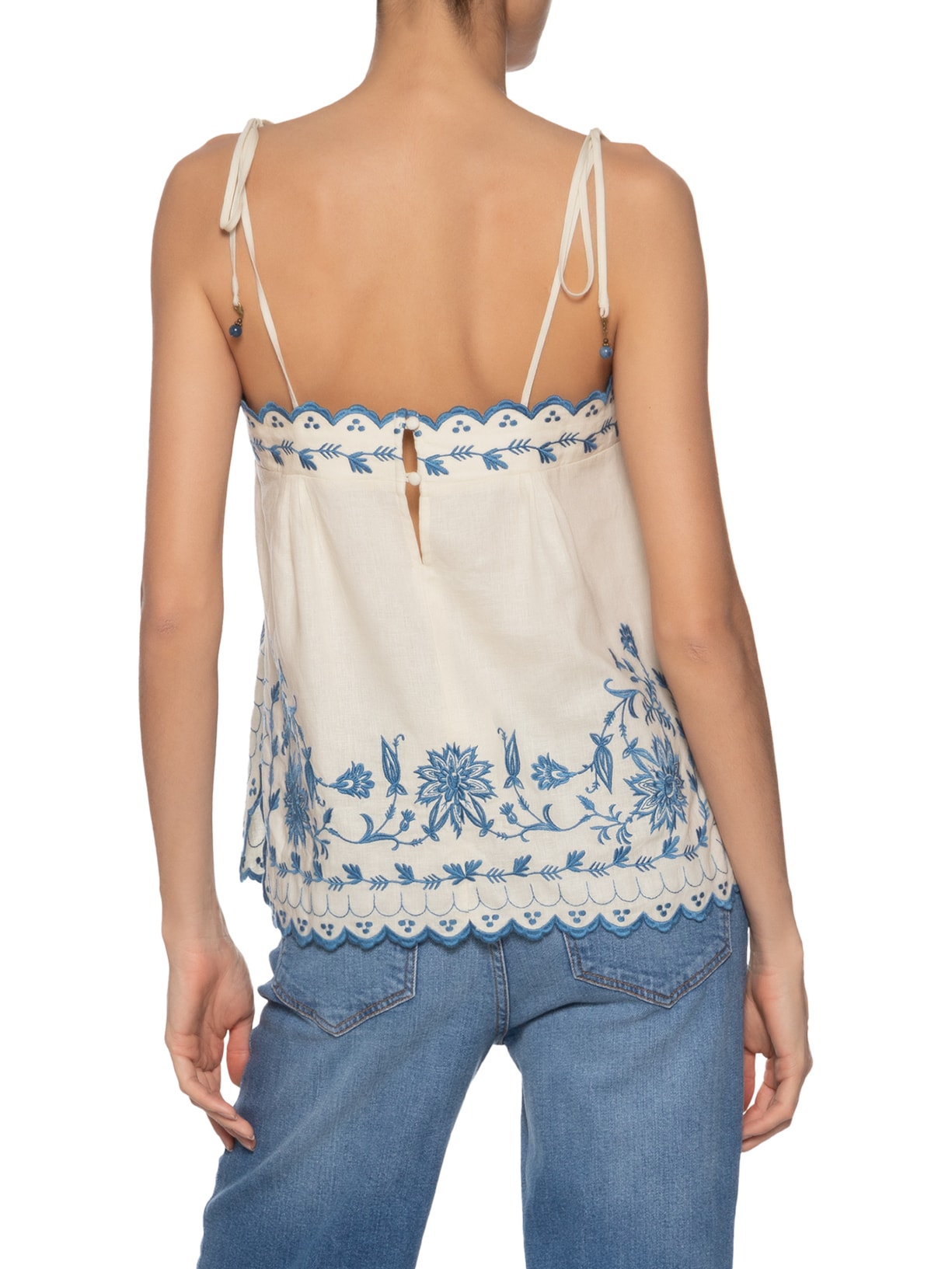 Blusa Feminina Bordado Peônia Branco Maria Filó