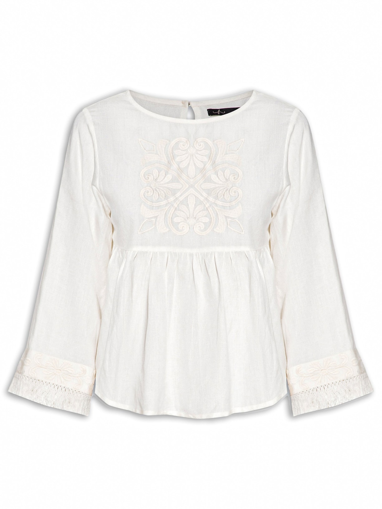 Blusa Feminina Bordado Quadrado - Off White