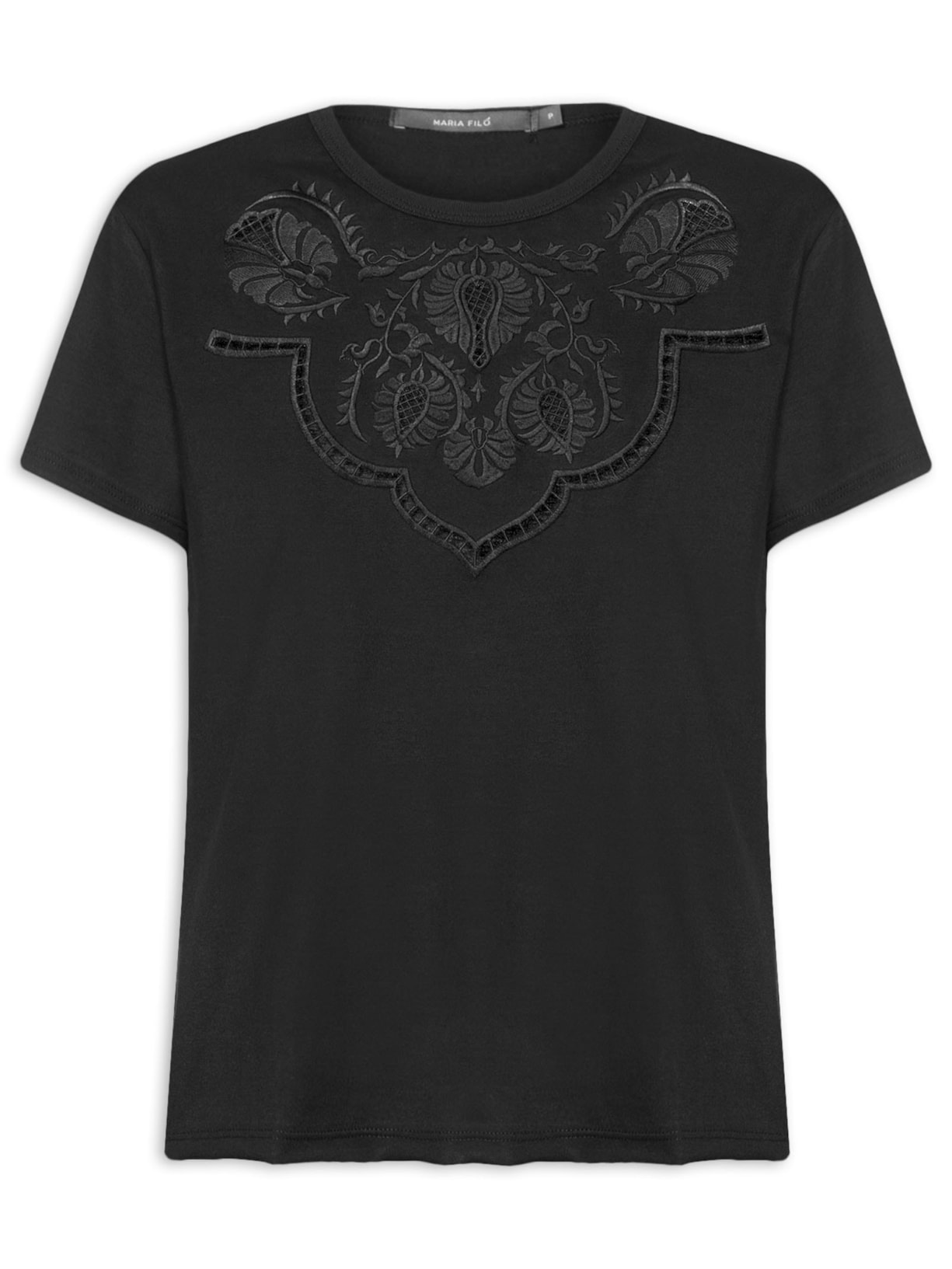 Blusa Feminina Bordado Rechilieur - Preto