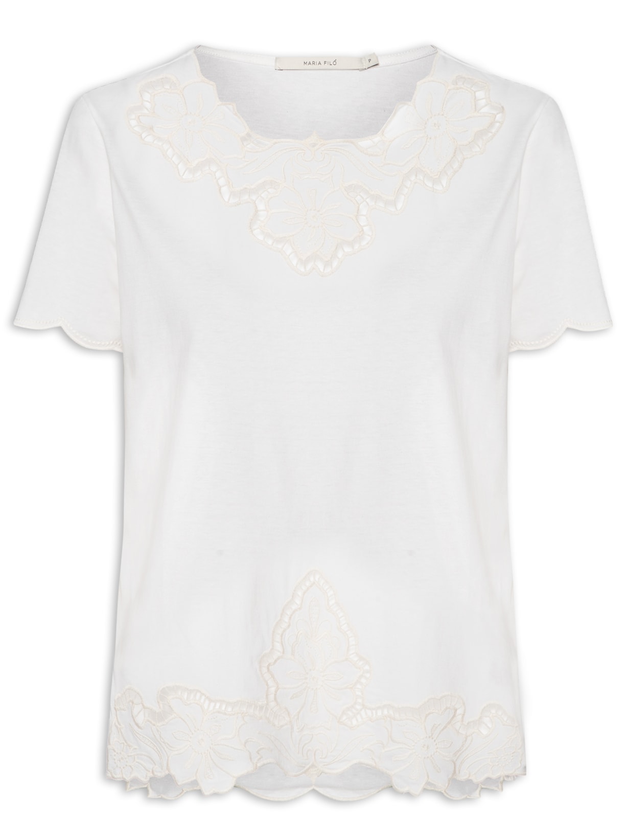 Blusa Feminina Bordado Richilieu Branco Maria Filó