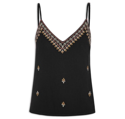 Blusa Feminina Bordado Varanasi - Preto