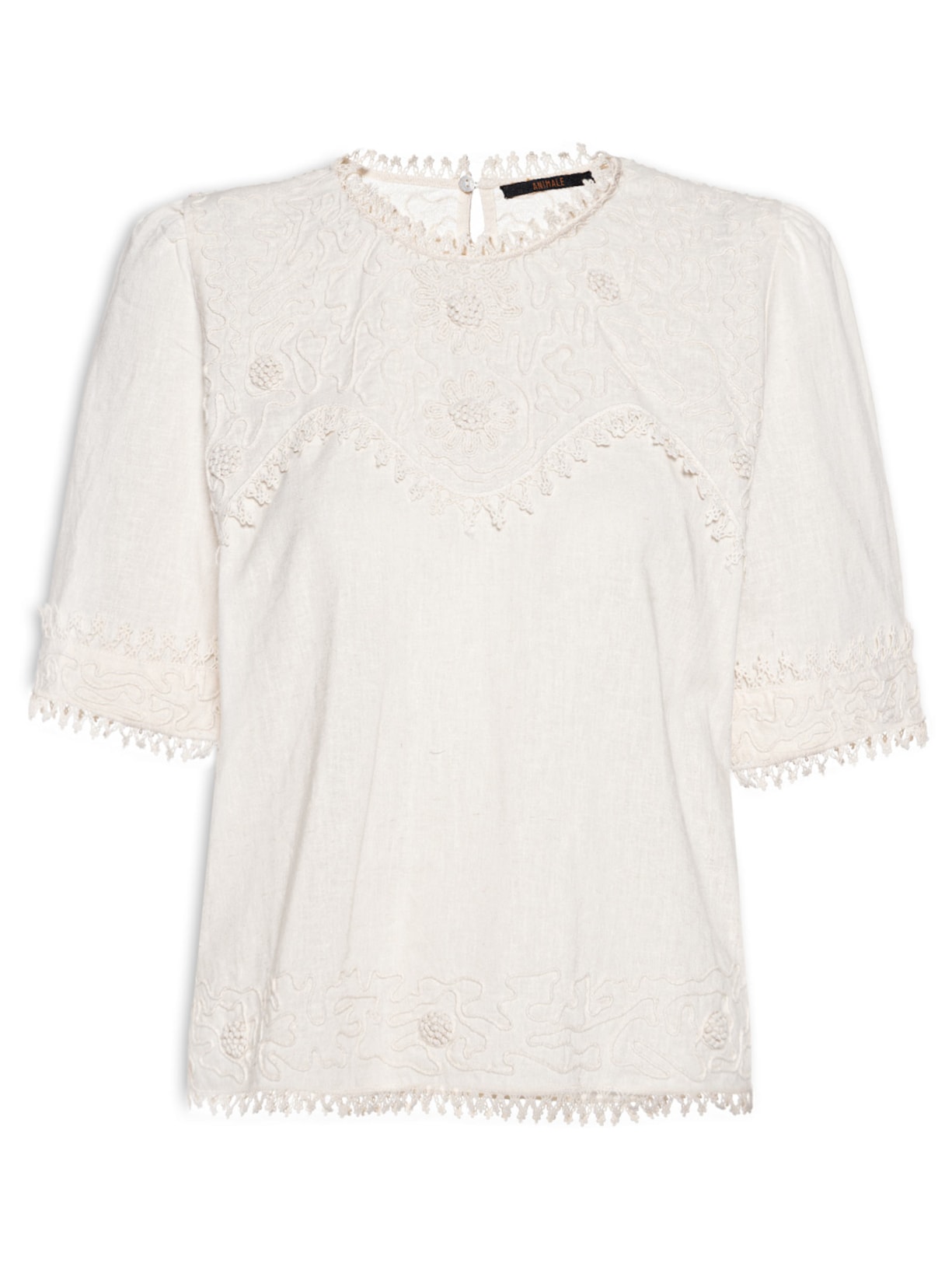 Blusa Feminina Bordados Aplicados – Bege Animale