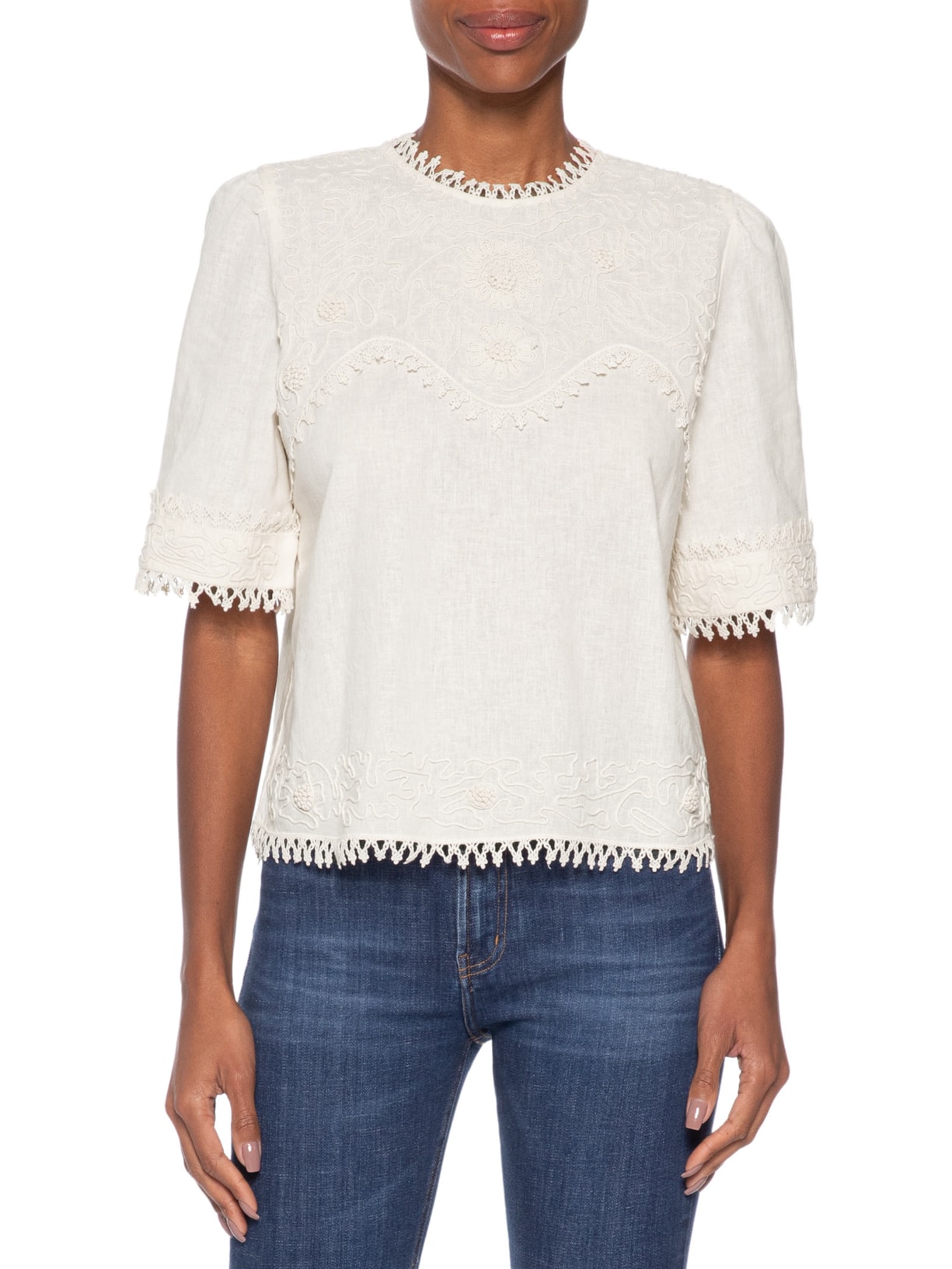 Blusa Feminina Bordados Aplicados – Bege Animale