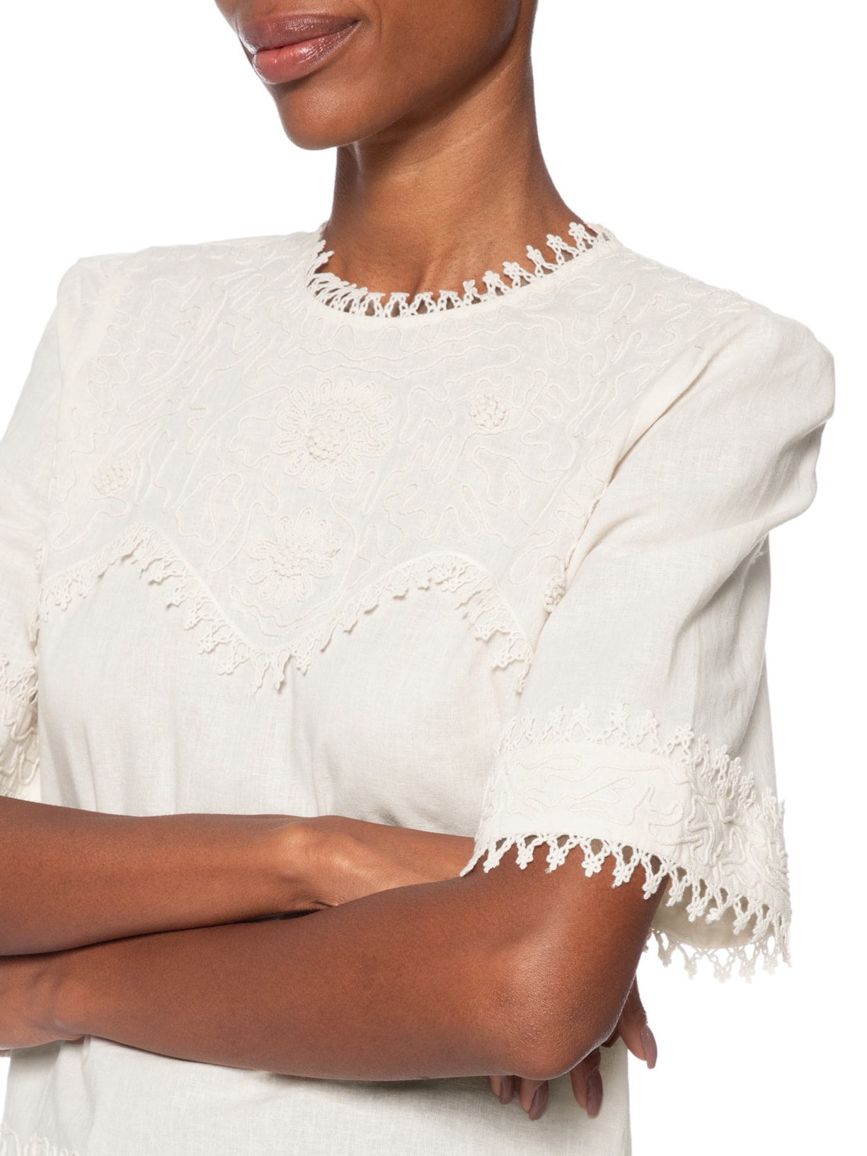 Blusa Feminina Bordados Aplicados – Bege Animale