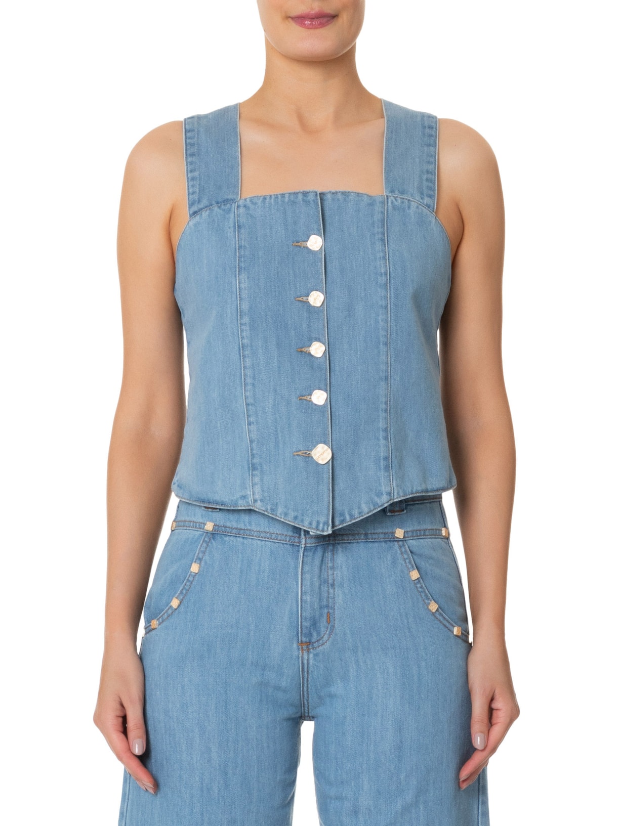 Blusa Feminina Botões Venice Azul Lilly Sarti