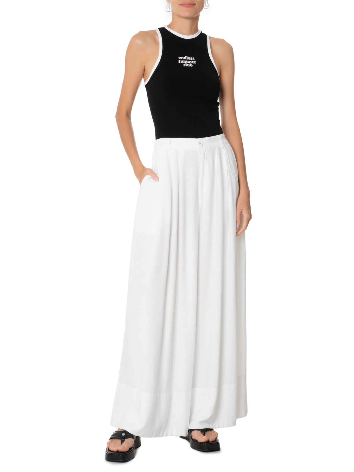 Blusa Feminina Canelada Bordado Summer Club Preto Dress To