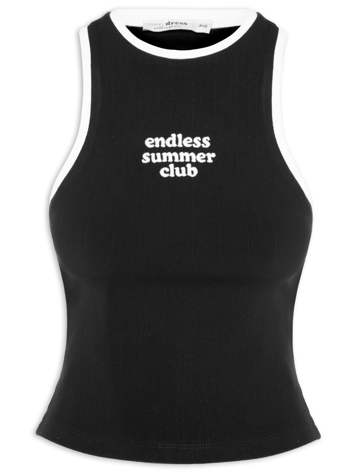 Blusa Feminina Canelada Bordado Summer Club - Preto