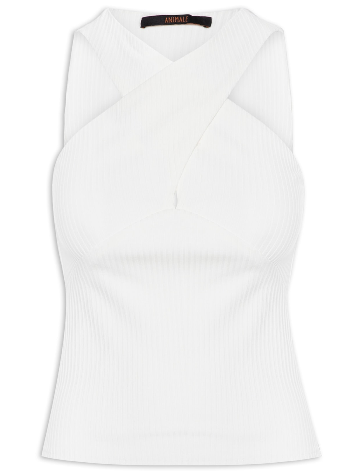 Blusa Feminina Canelada Detalhe Cruzado Basic - Off White