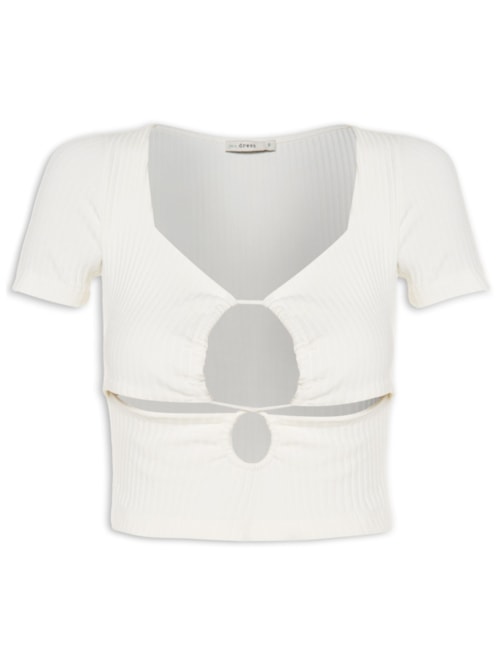 Blusa Feminina Canelada Frente Franzida - Off White