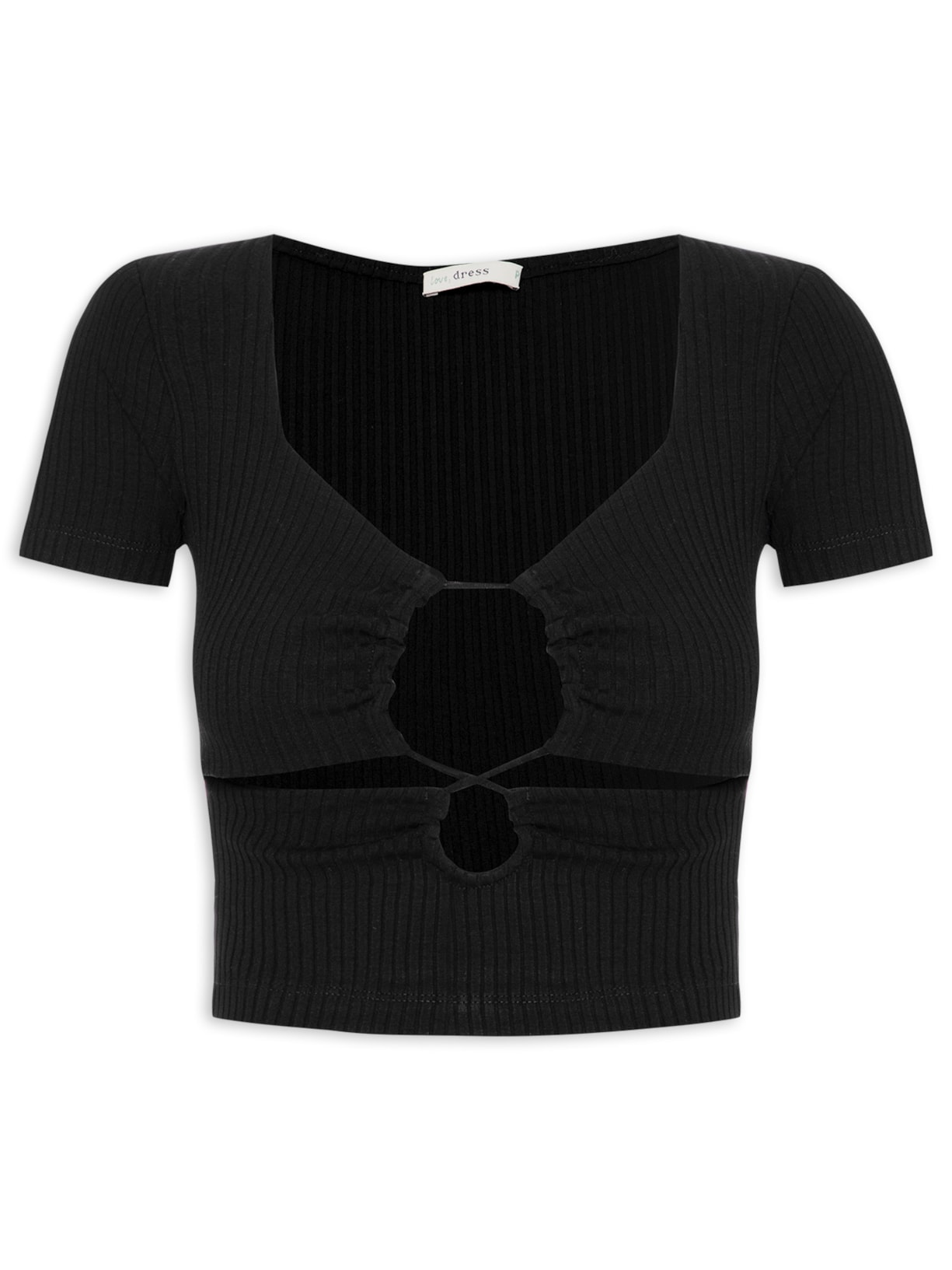 Blusa Feminina Canelada Frente Franzida - Preto
