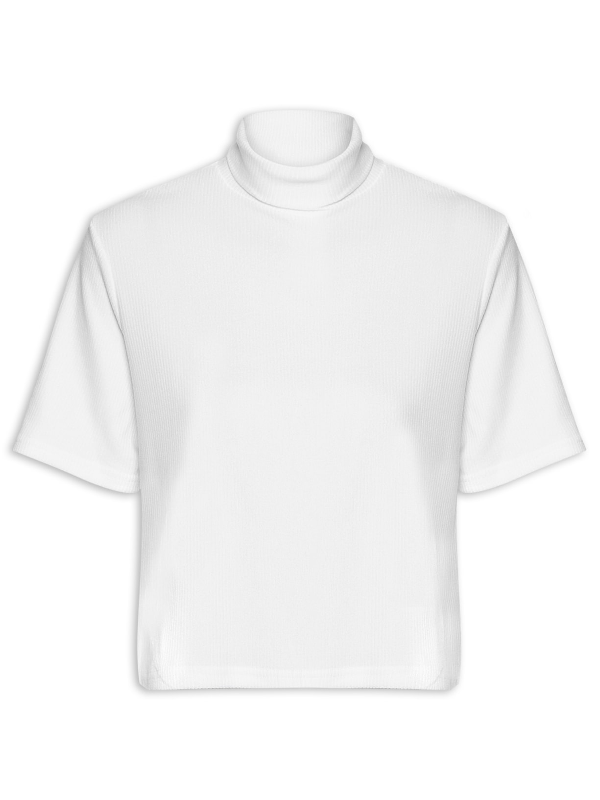 Blusa Feminina Canelada Gola Alta - Branco