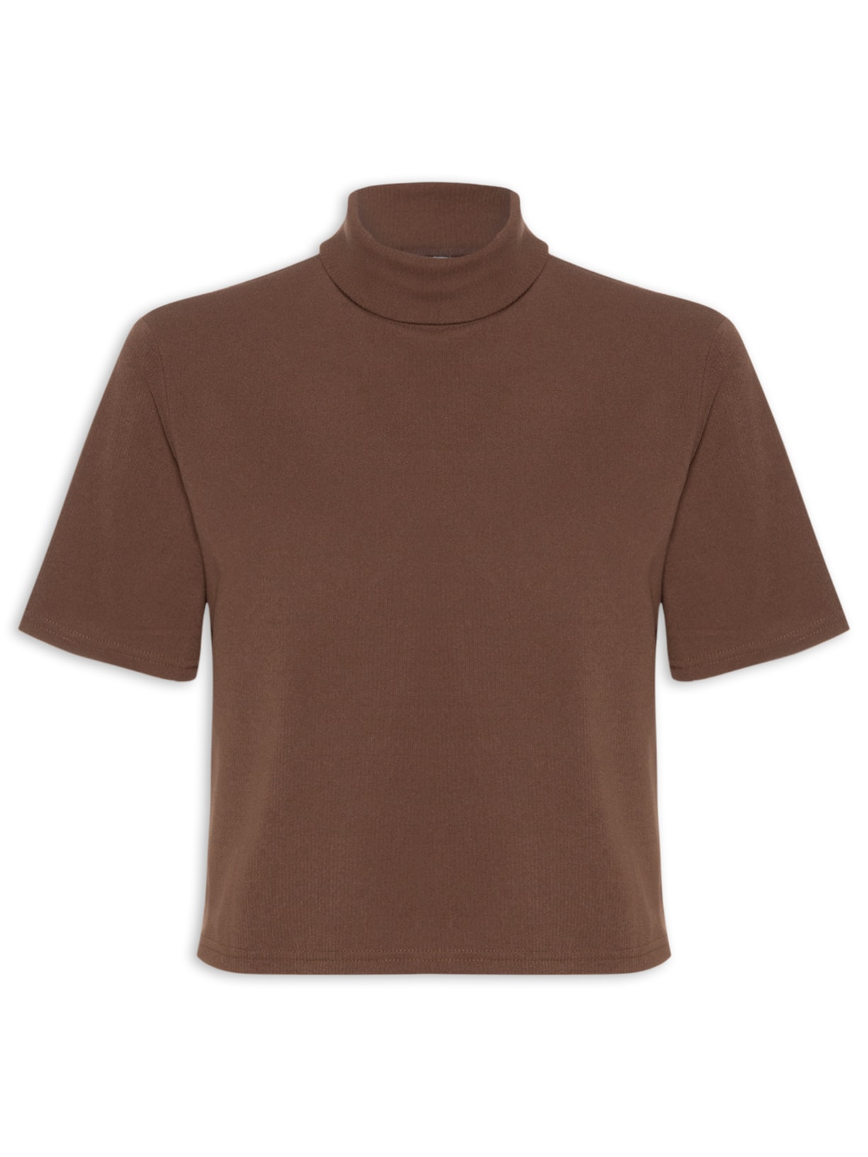 Blusa Feminina Canelada Gola Alta - Marrom