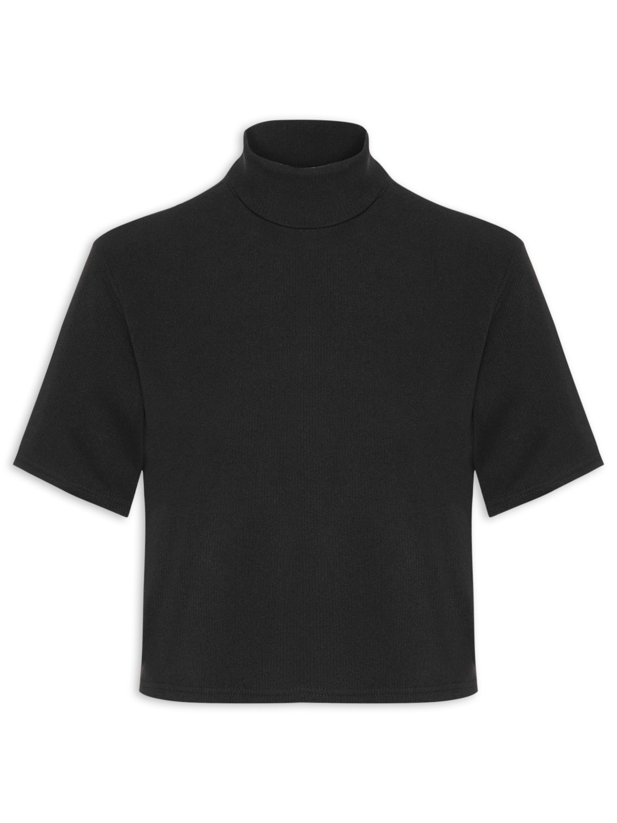 Blusa Feminina Canelada Gola Alta - Preto