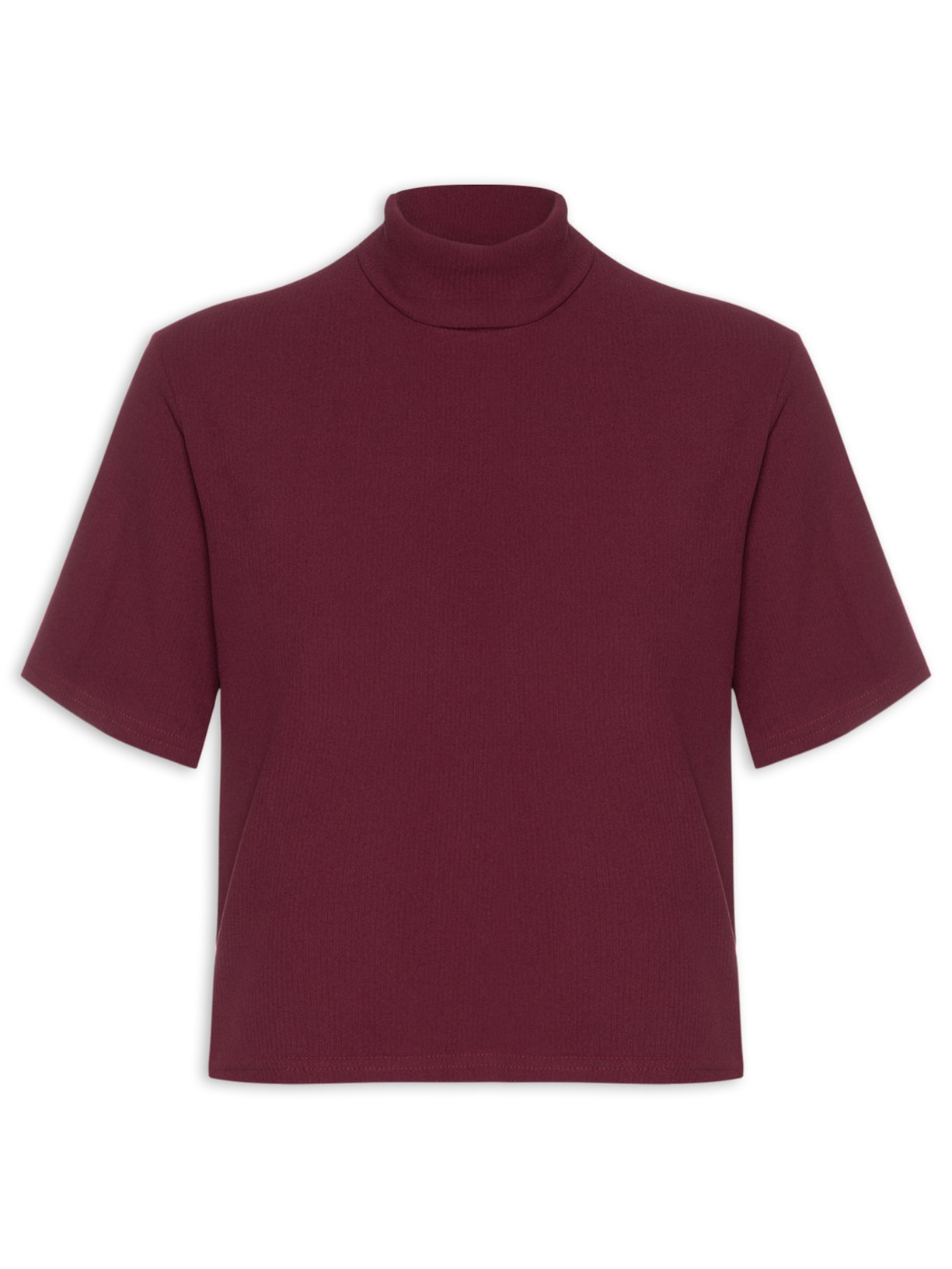 Blusa Feminina Canelada Gola Alta - Vinho