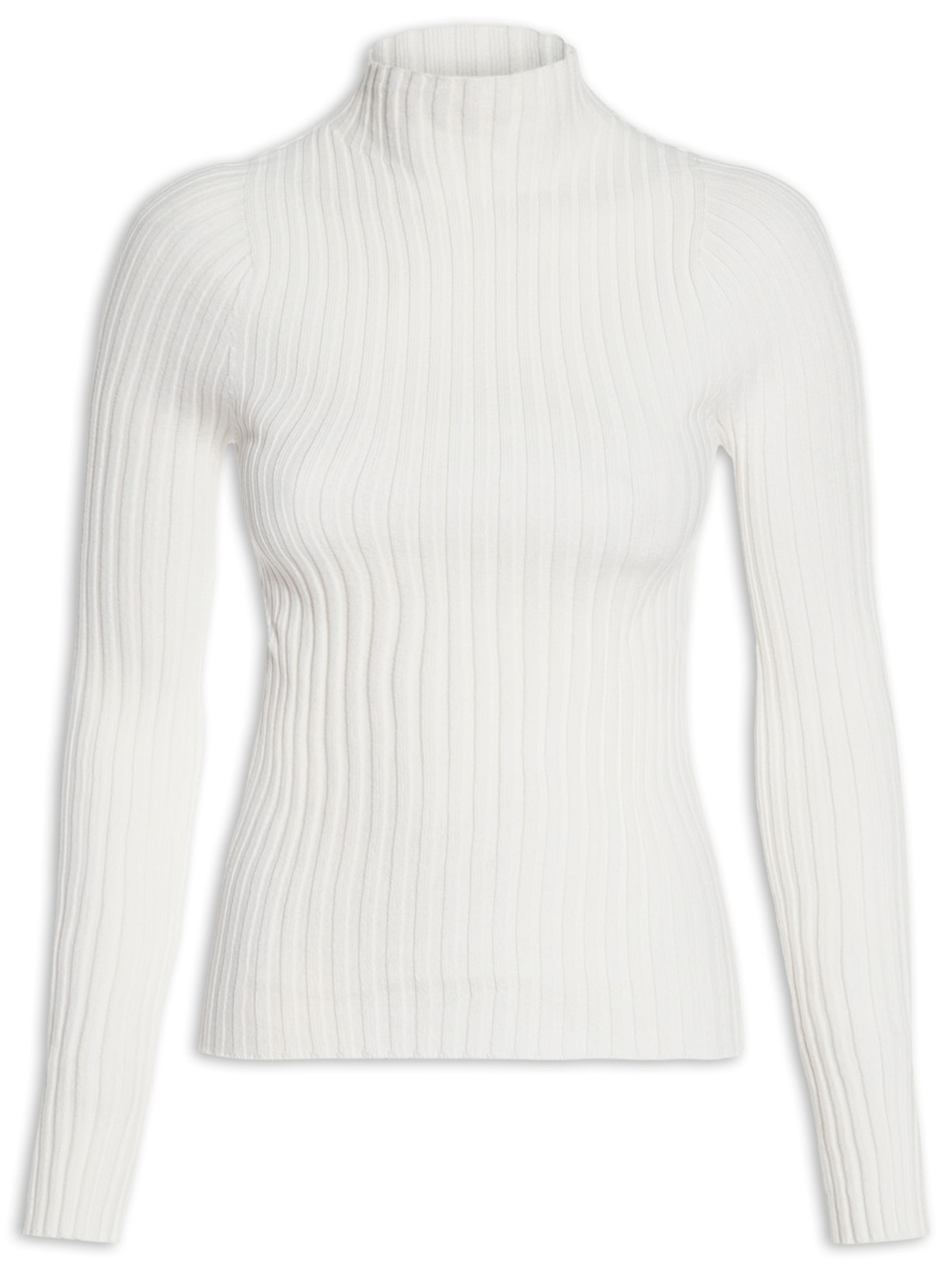 Blusa Feminina Canelada Gola Chaminé - Off White